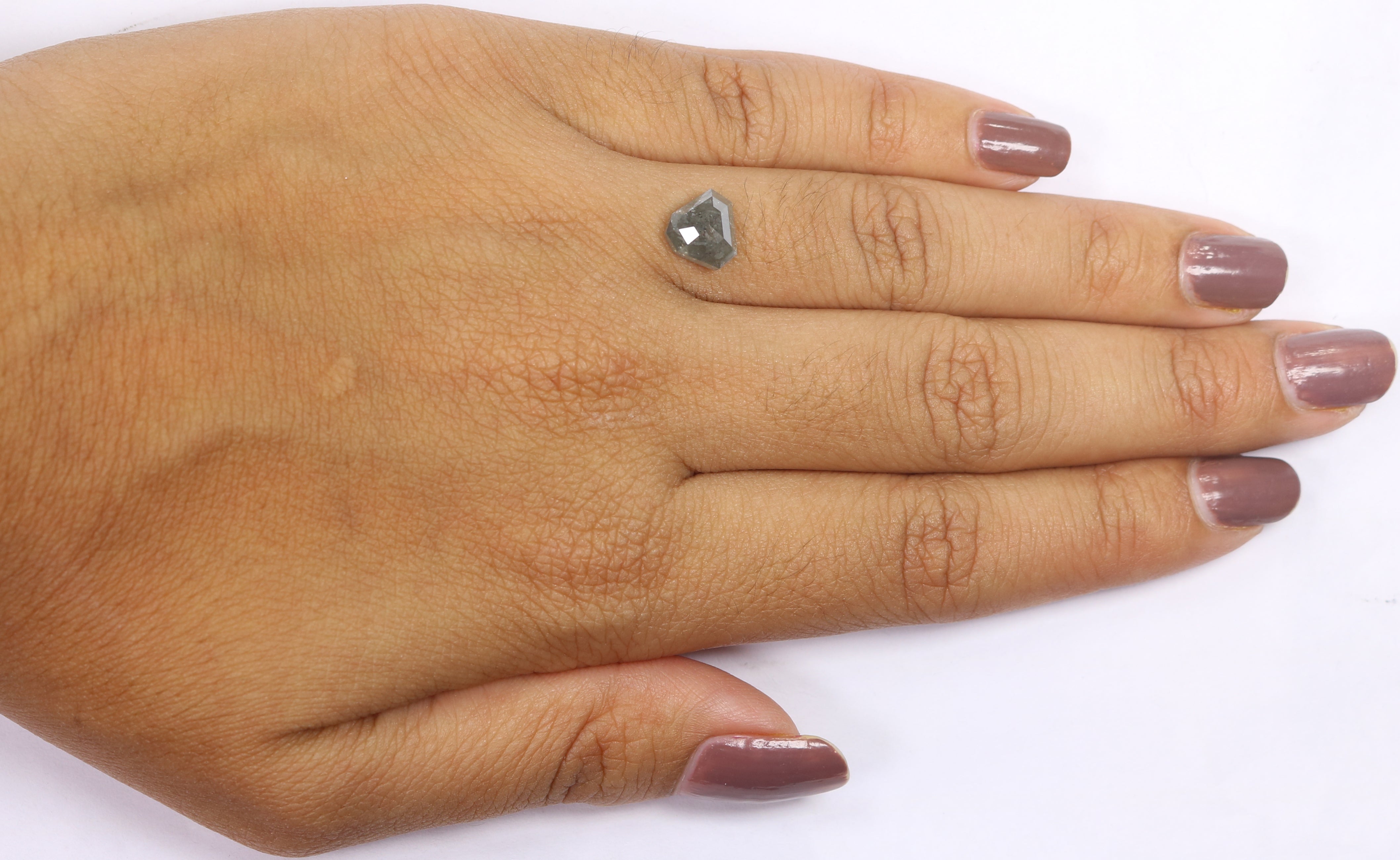 1.82 Ct Natural Loose Shield Shape Diamond Salt And Pepper Shield Cut Diamond 7.70 MM Natural Gray Color Shield Rose Cut Diamond KQ1311