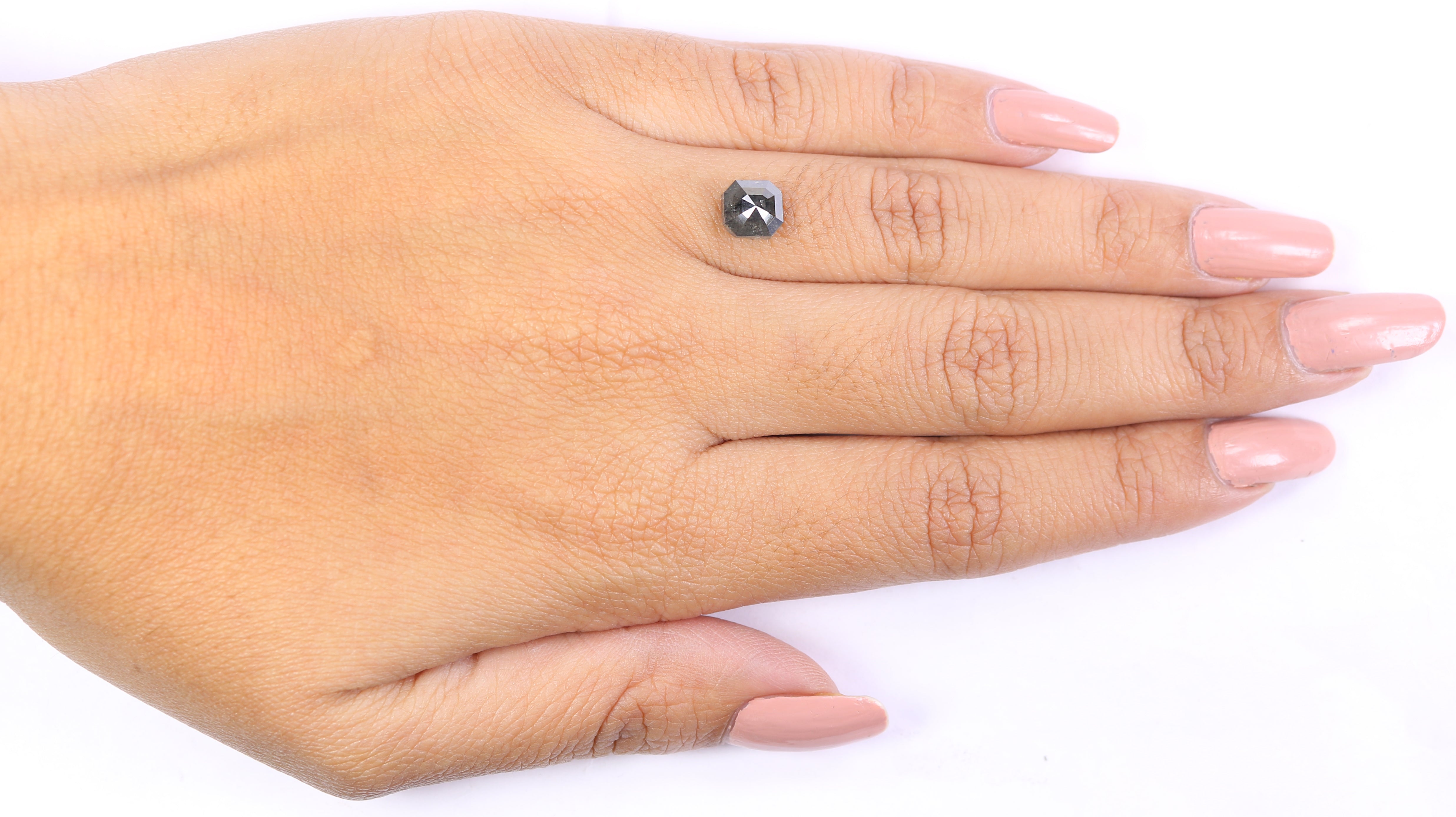 1.59 CT Natural Loose Emerald Shape Diamond Salt And Pepper Emerald Cut Diamond 6.45 MM Natural Black Grey Emerald Rose Cut Diamond LQ7893