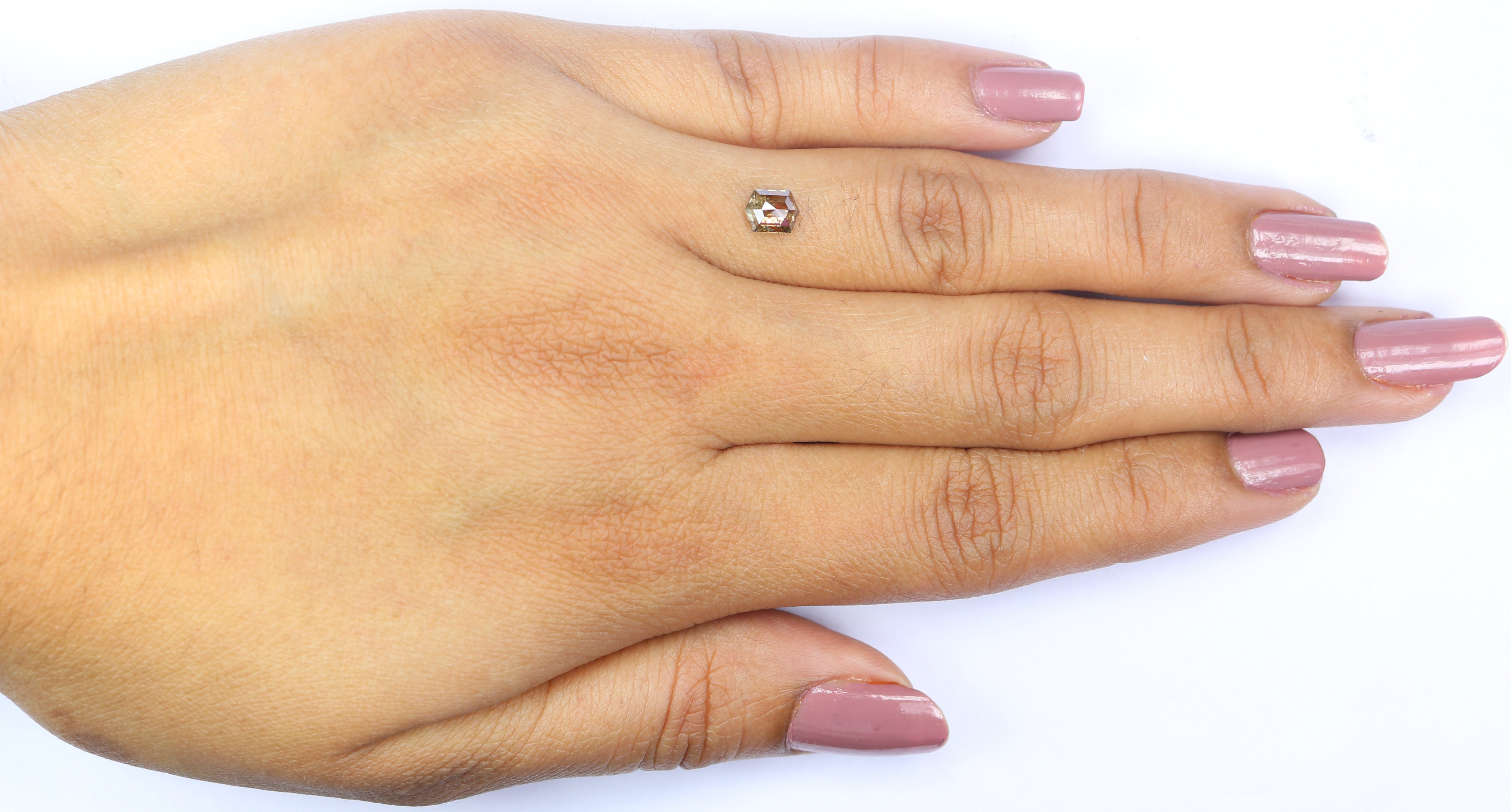 0.50 CT Natural Loose Hexagon Shape Diamond Brown Color Hexagon Shape Diamond 5.40 MM Natural Green Color Hexagon Rose Cut Diamond QK2596