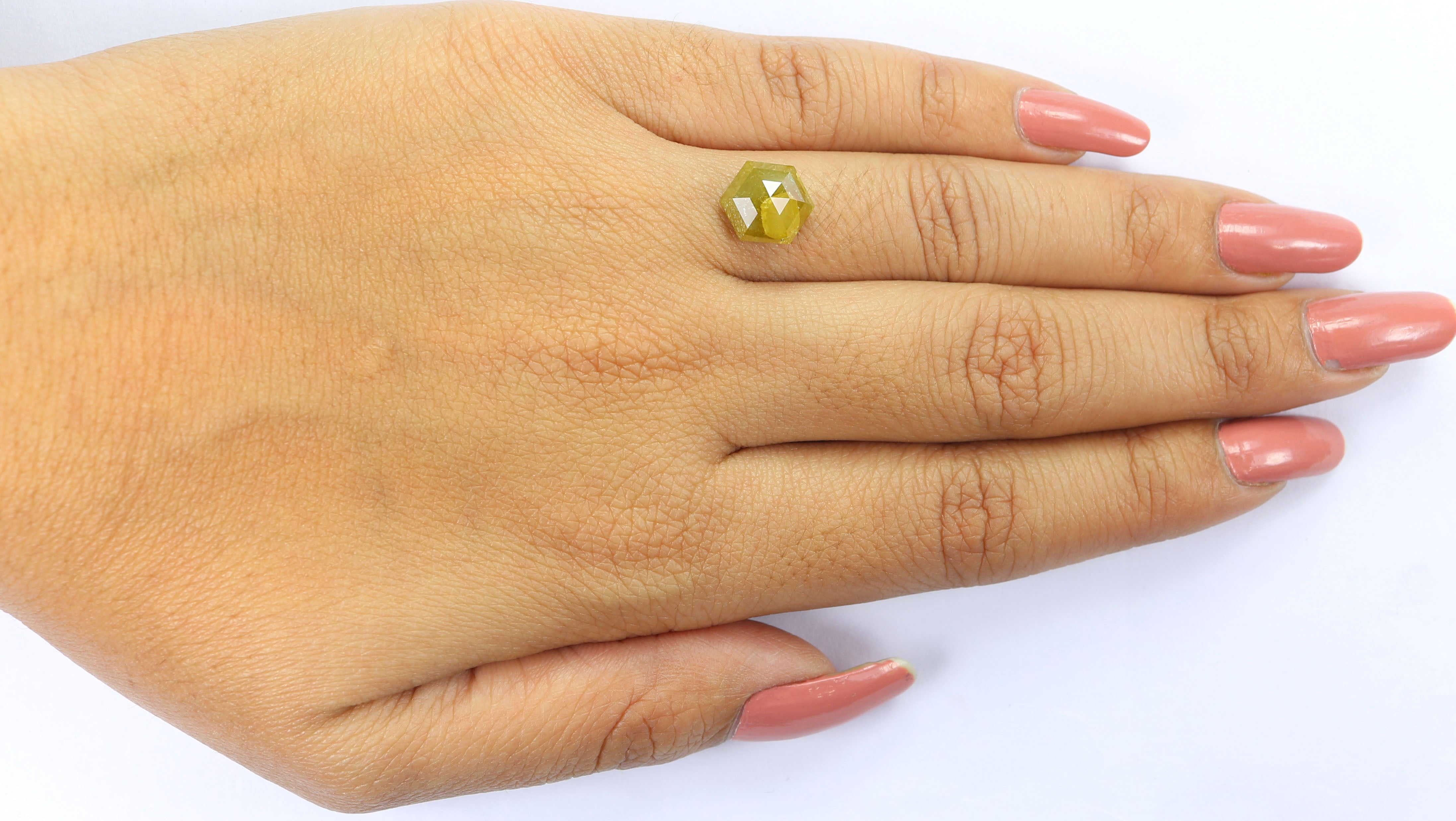 2.96 CT Natural Loose Hexagon Shape Diamond Yellow Color Hexagon Cut Diamond 9.90 MM Natural Loose Yellow Hexagon Rose Cut Diamond LQ2426