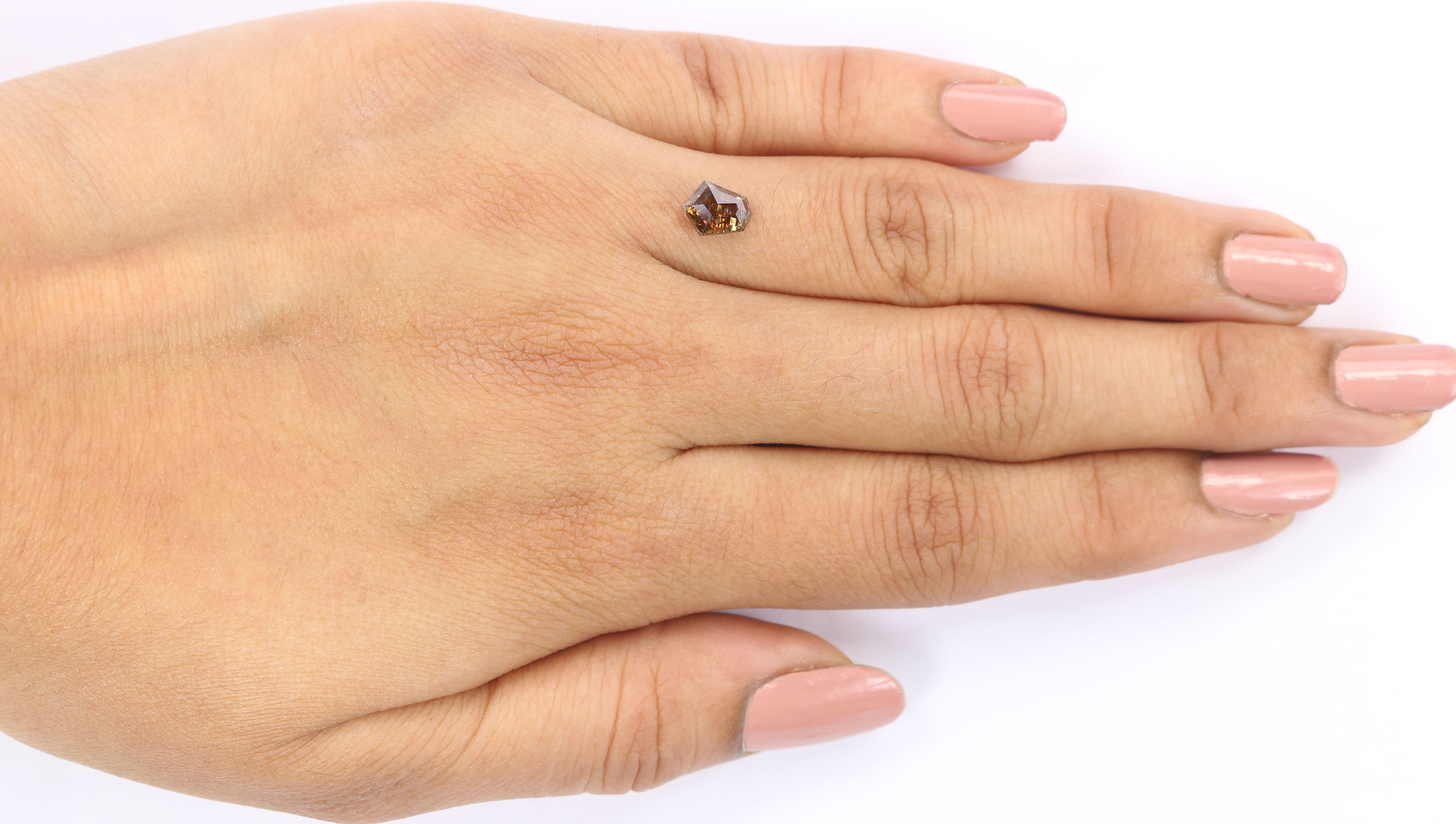 0.91 CT Natural Loose Shield Shape Diamond Brown Color Shield Cut Diamond 6.95 MM Natural Brown Color Diamond Shield Rose Cut Diamond LQ9584