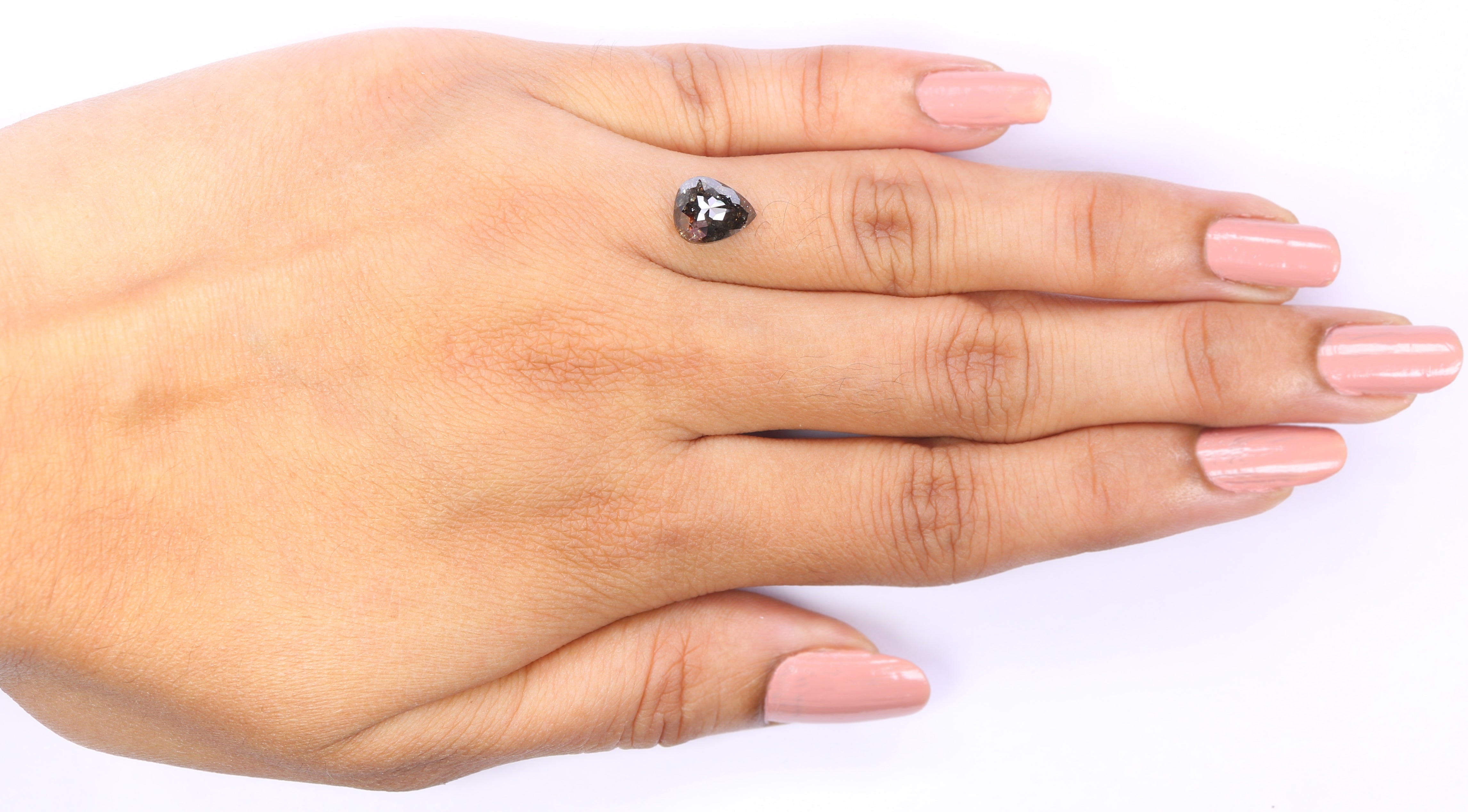 1.92 CT Natural Loose Pear Shape Diamond Brown Color Pear Cut Diamond 8.30 MM Natural Loose Black Color Diamond Pear Rose Cut Diamond LQ8180