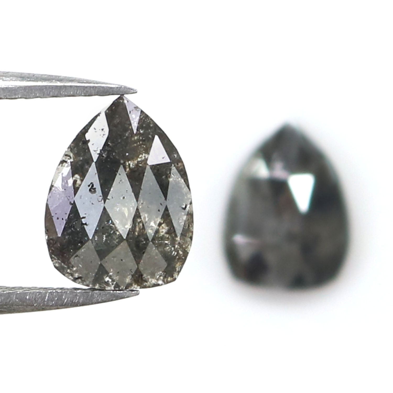 3.11 CT Natural Loose Pear Pair Diamond Grey Color Pear Cut Diamond 9.20 MM Natural Loose Pear Rose Cut Diamond Pear Cut Pair Diamond LQ6894