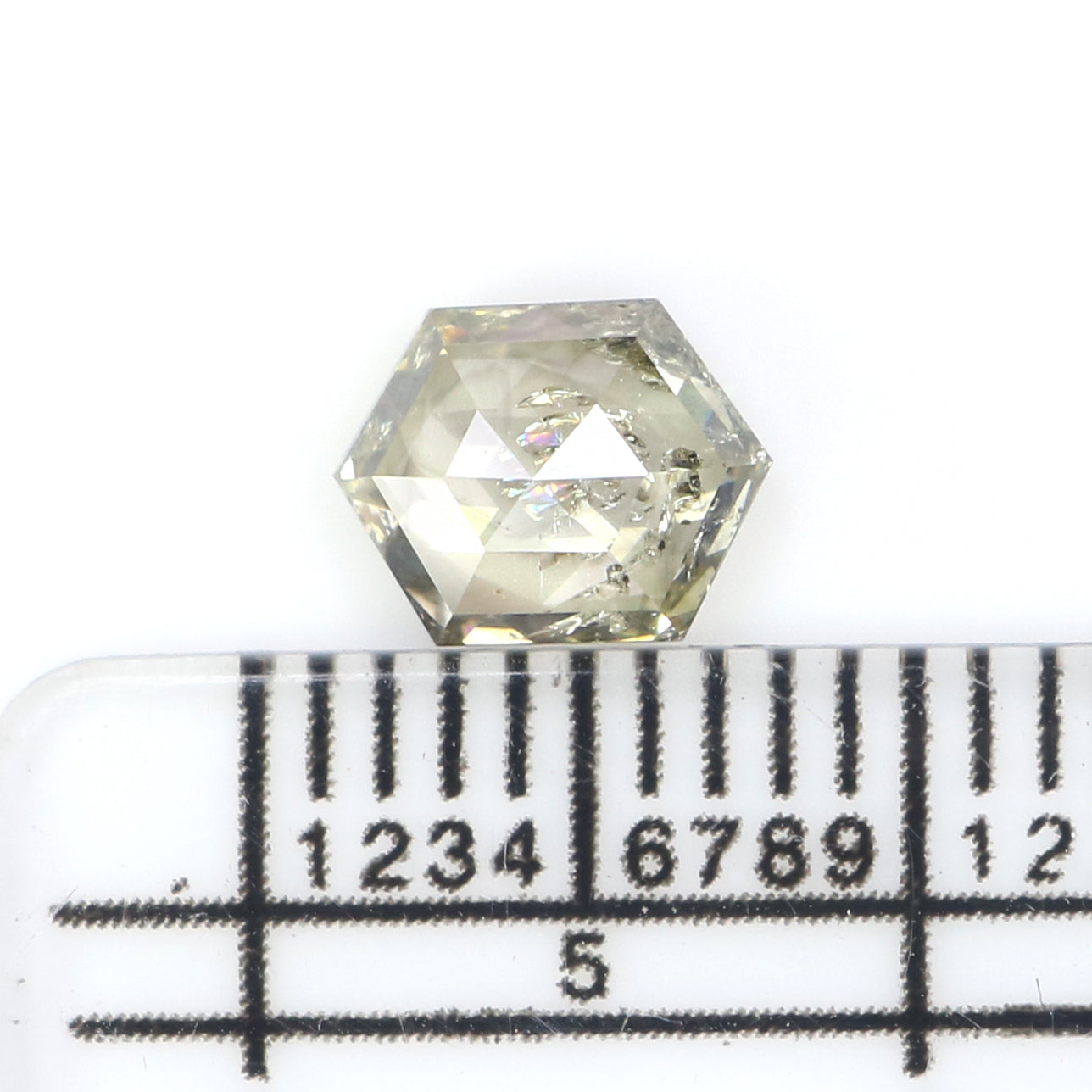0.87 CT Natural Loose Hexagon Shape Diamond Green Hexagon Rose Cut Diamond 6.70 MM Natural Loose Green Color Hexagon Rose Cut Diamond QL2604