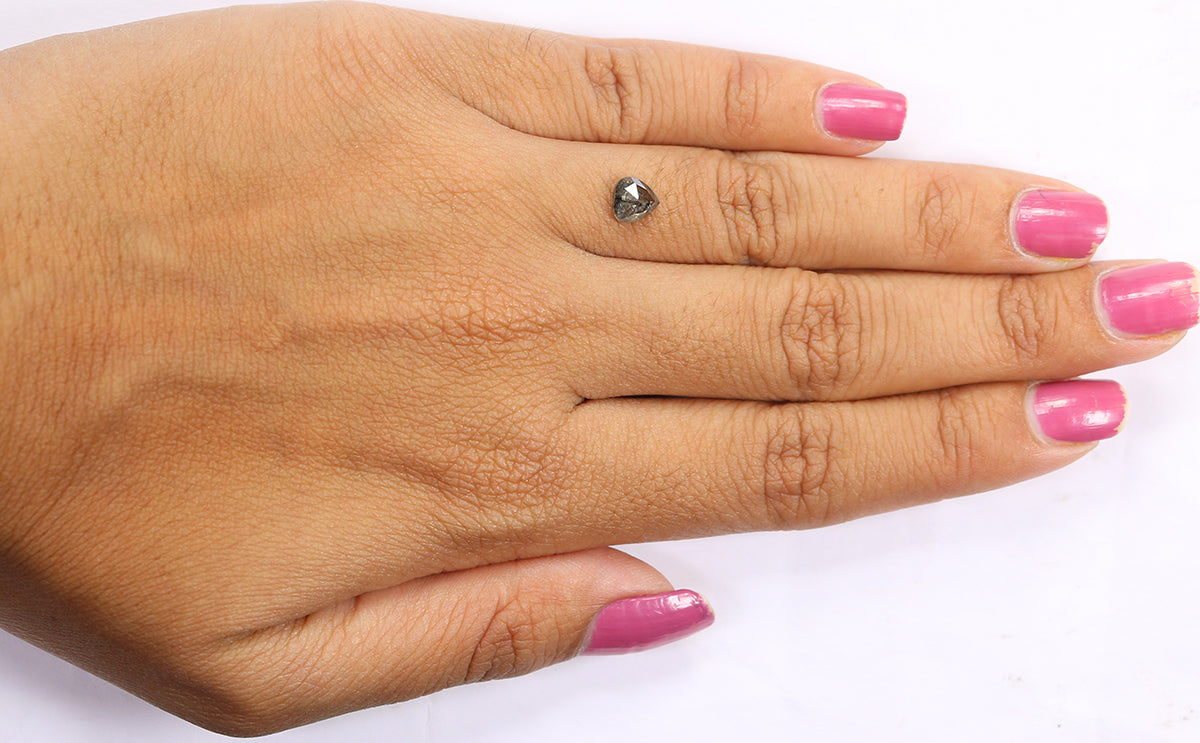 0.66 CT Natural Loose Heart Shape Diamond Salt And Pepper Heart Diamond 5.50 MM Natural Loose Black Grey Color Heart Shape Rose Cut QL8267