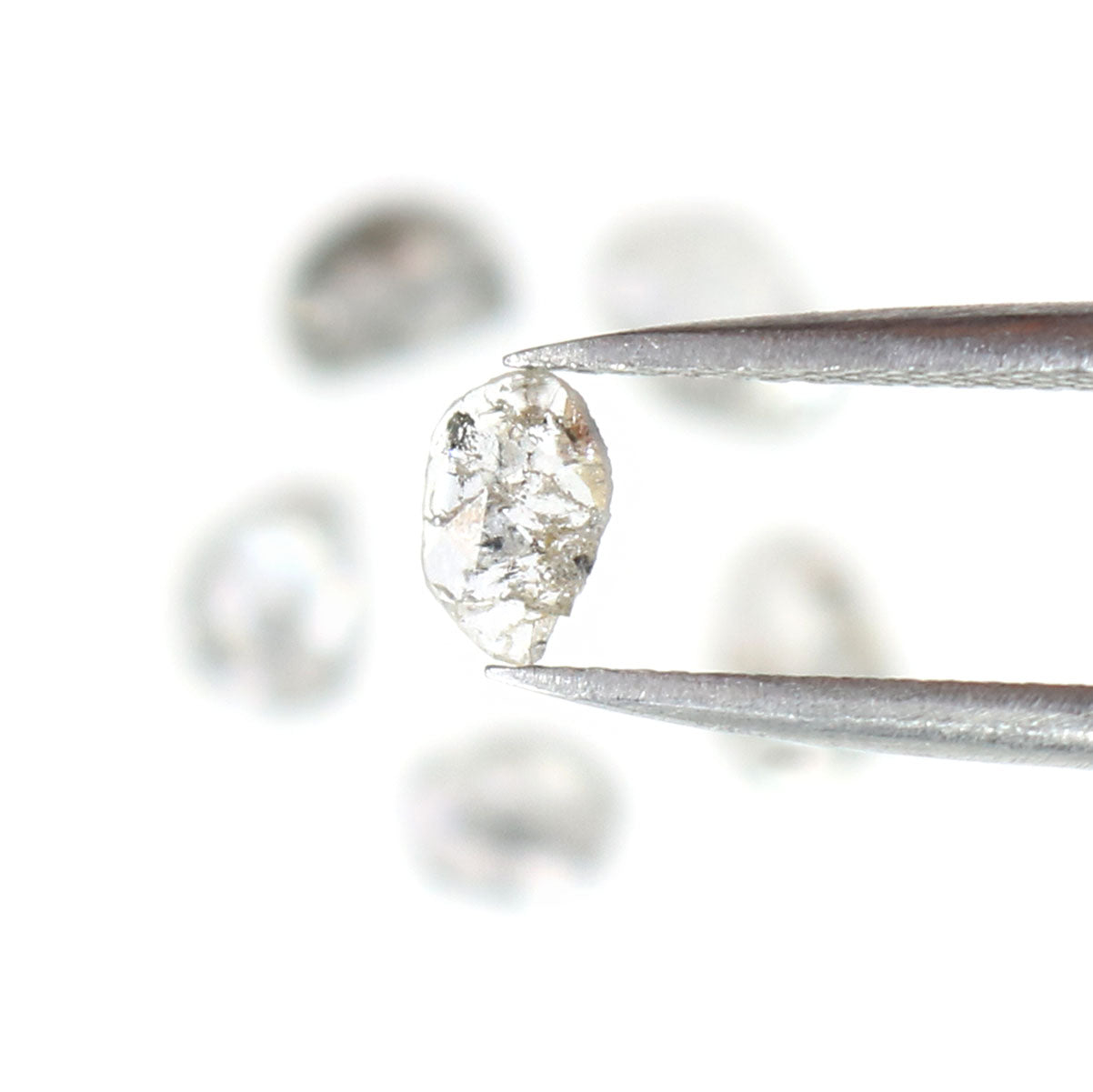 1.10 Ct Natural Loose Slice Shape Diamond Salt And Pepper Slice Diamond 4.90 MM Natural Black Grey Color Slice Irregular Cut Diamond LQ2526