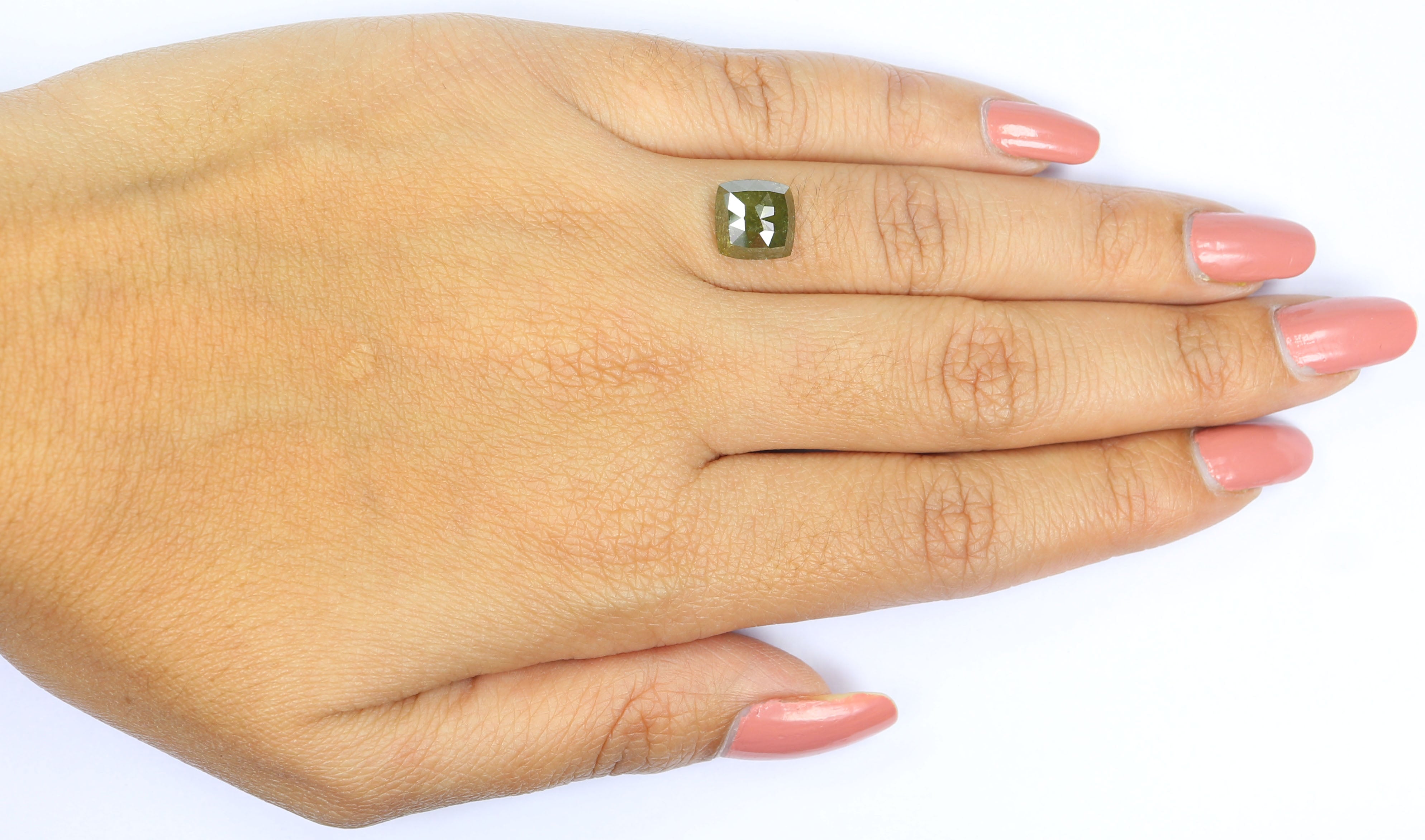 2.71 CT Natural Loose Square Shape Diamond Green Square Cut Diamond 8.35 MM Natural Loose Green Color Diamond Square Rose Cut Diamond QL2463