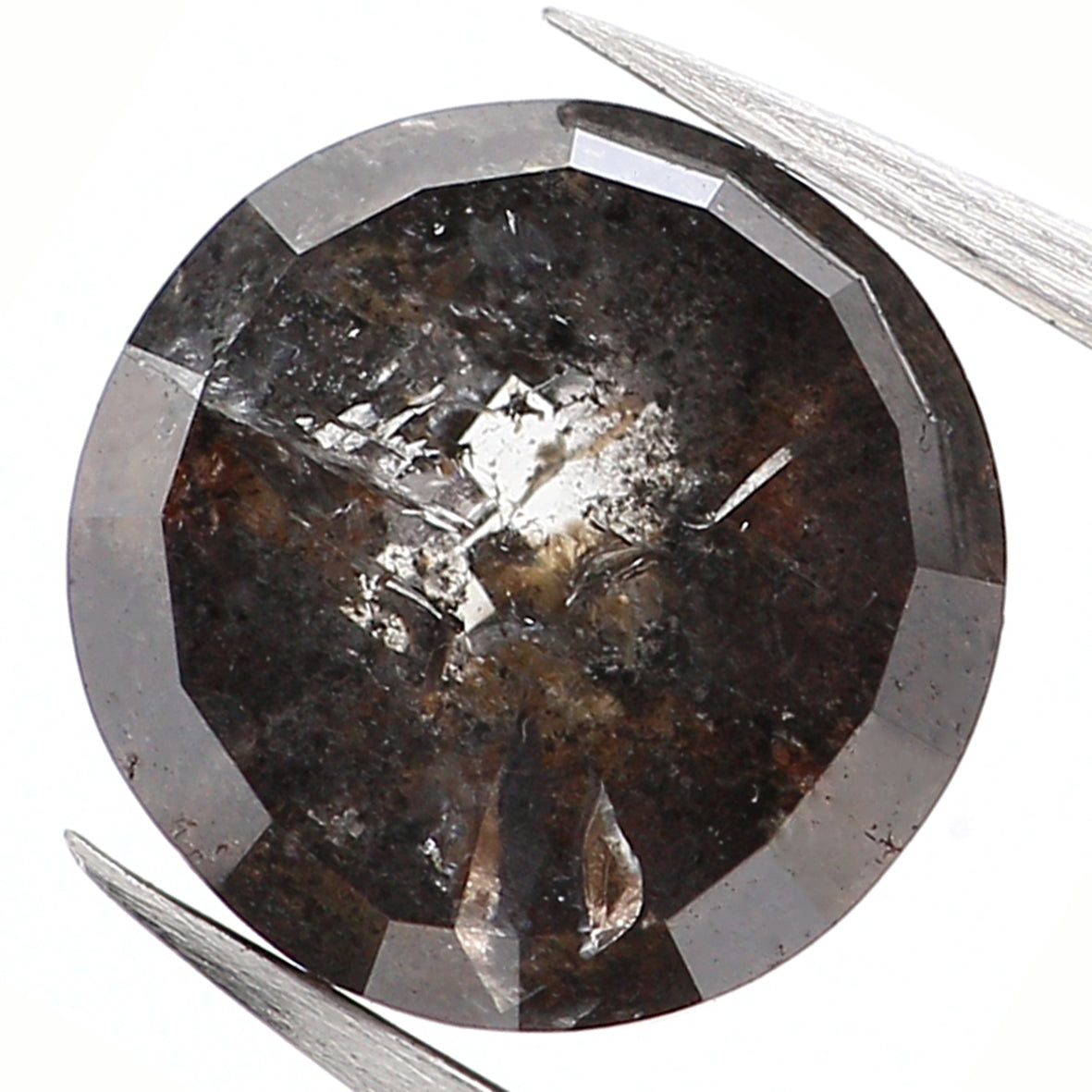 2.00 Ct Natural Loose Round Rose Cut Diamond Black Grey Color Rose Cut Diamond 7.20 MM Natural Loose Salt And Pepper Rose Cut Diamond QL674