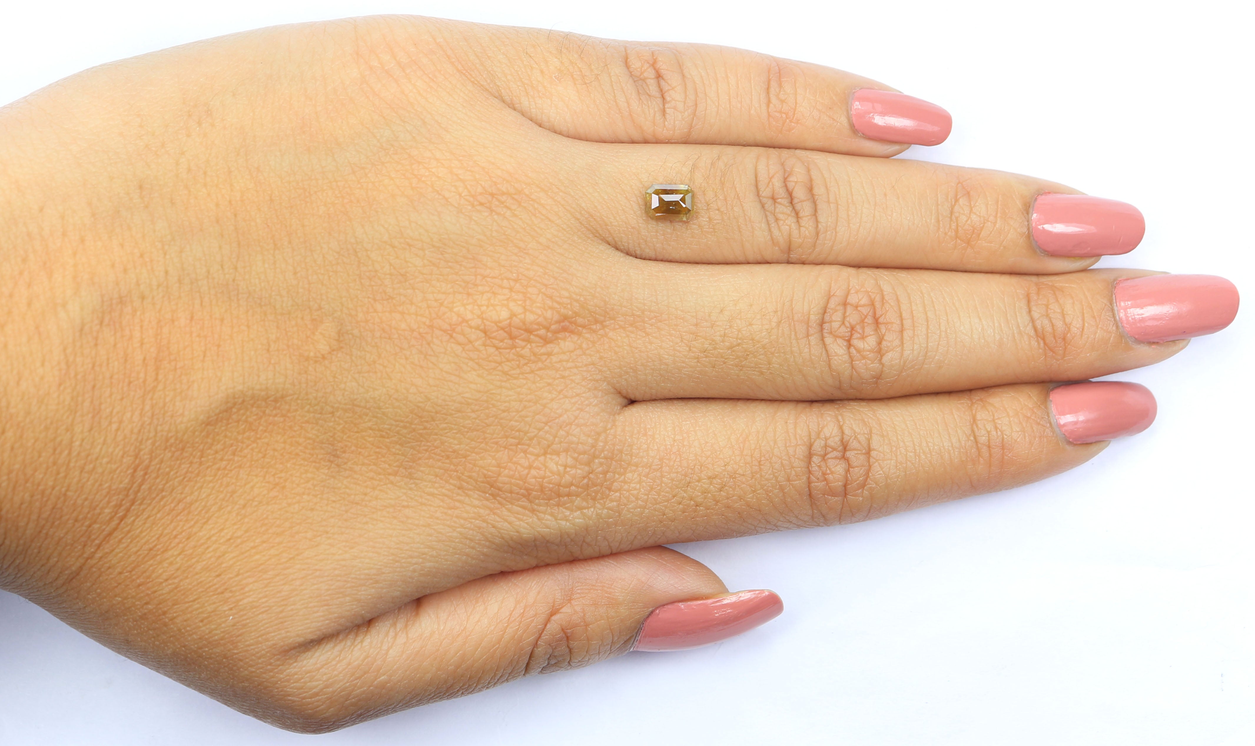 0.72 Ct Natural Loose Emerald Cut Diamond Brown Color Emerald Diamond 5.95 MM Natural Loose Diamond Brown Color Emerald Cut Diamond LQ333