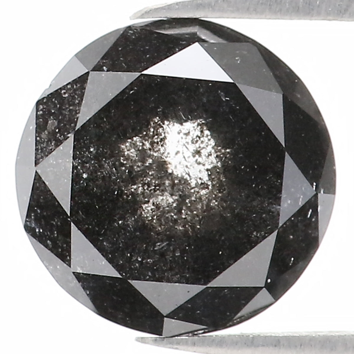 1.47 Ct Natural Loose Round Rose Cut Diamond Black Color Rose Cut Diamond 7.00 MM Natural Loose Salt And Pepper Rose Cut Diamond QL1206