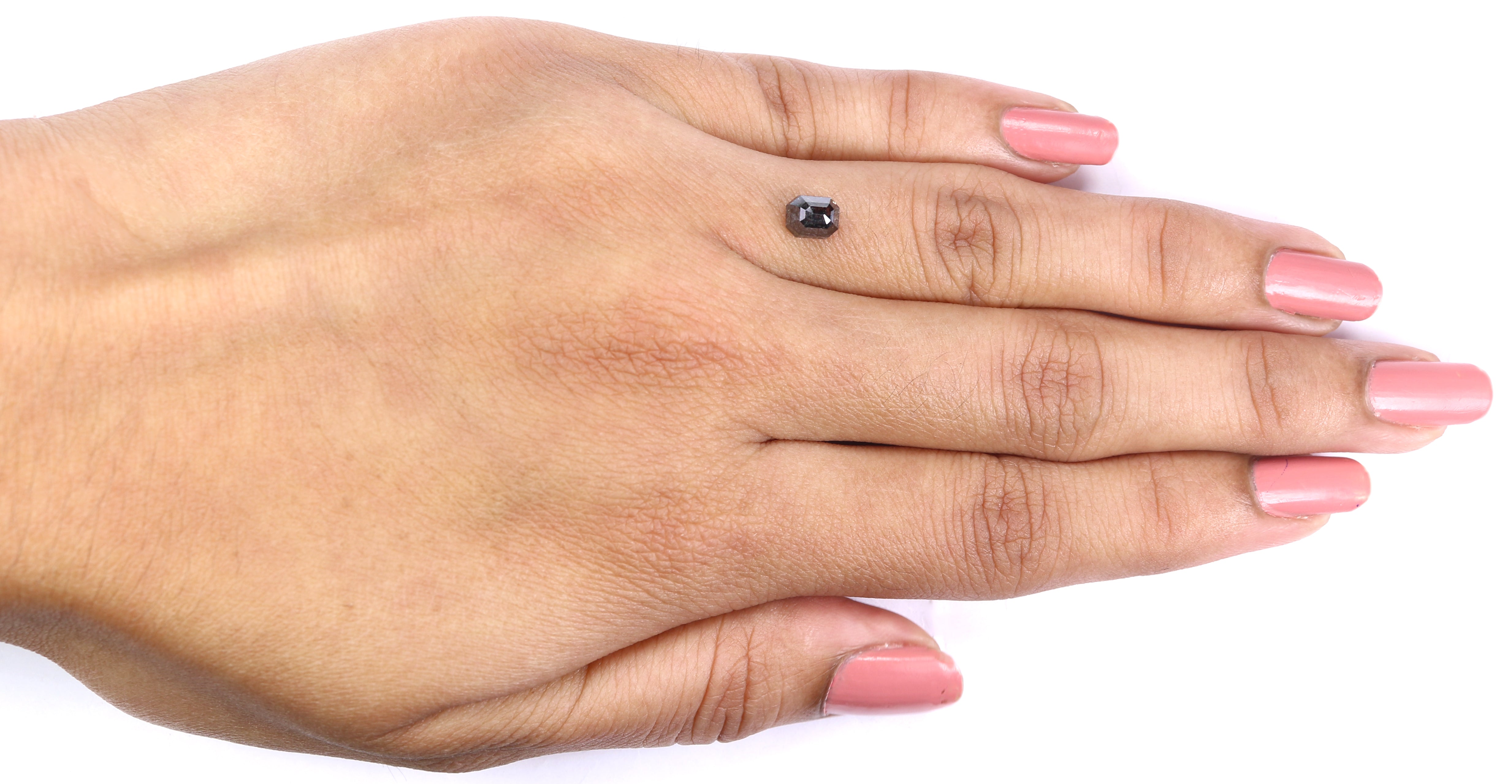 0.83 CT Natural Loose Emerald Shape Diamond Salt And Pepper Emerald Shape Diamond 5.20 MM Black Grey Color Emerald Rose Cut Diamond LQ7414