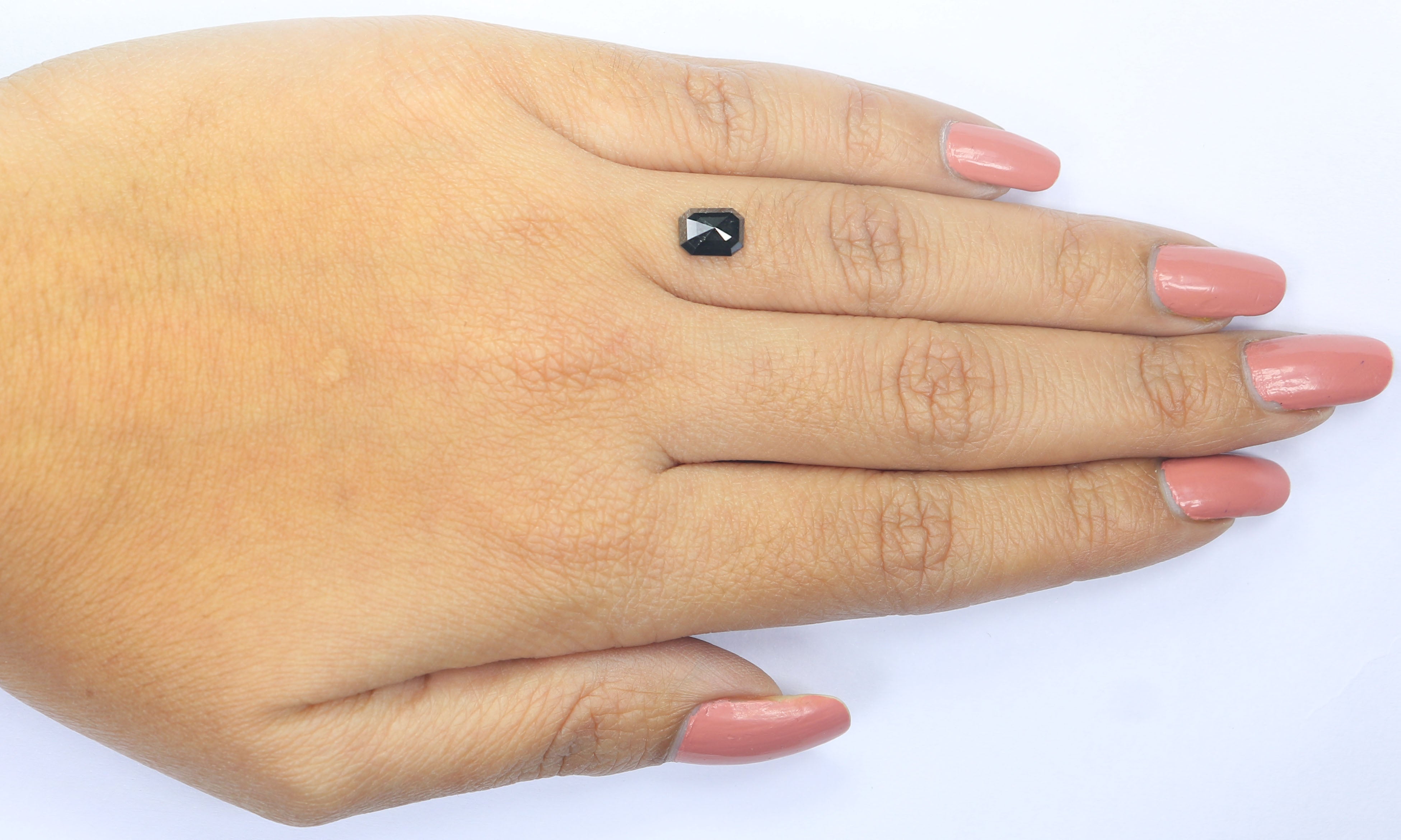 1.05 CT Natural Loose Emerald Shape Diamond Black Color Emerald Diamond 7.00 MM Natural Loose Black Color Emerald Rose Cut Diamond KQ1528