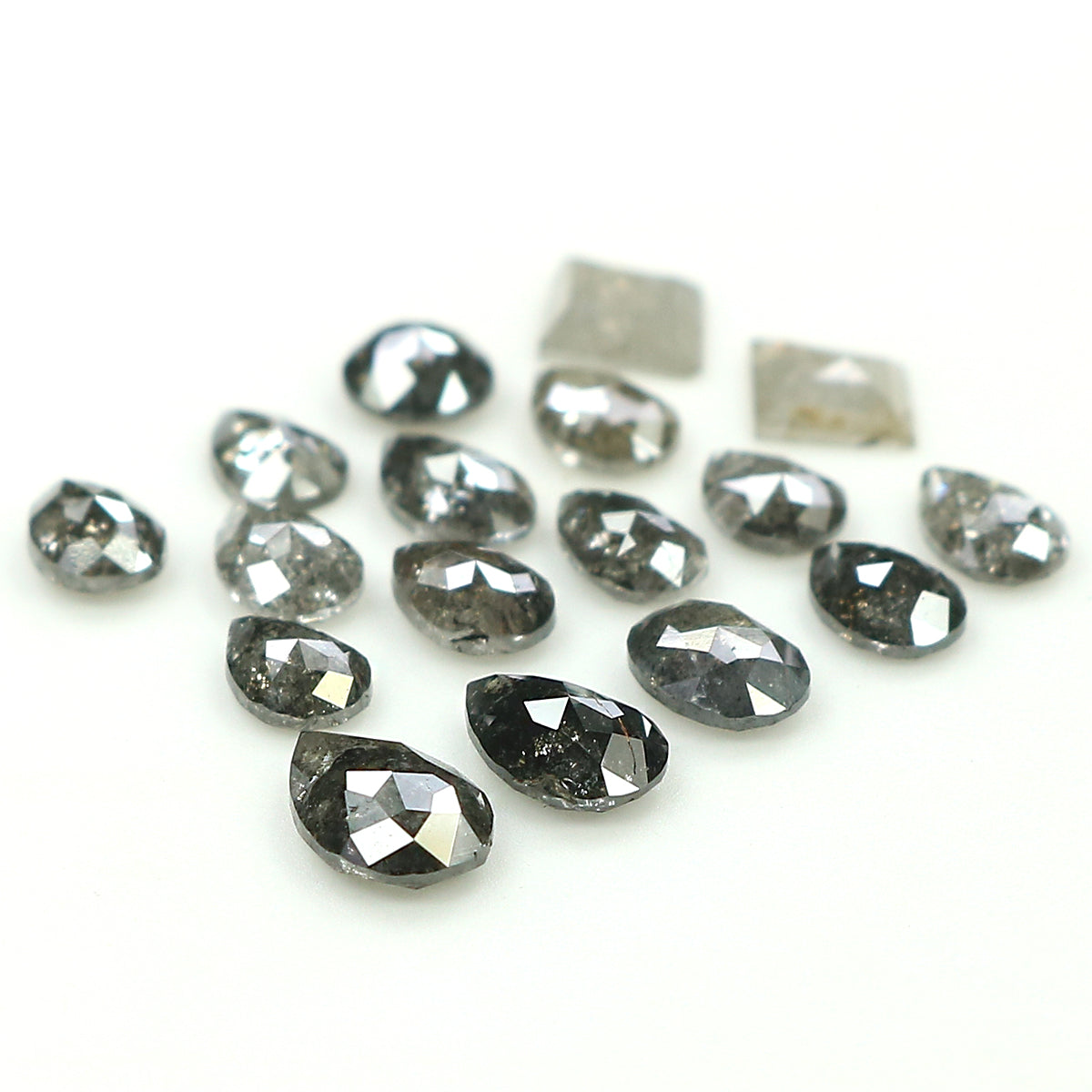 2.67 CT Natural Loose Mix Shape Diamond Salt And Pepper Mix Shape Diamond 3.30 MM Natural Black Grey Color Mix Shape Rose Cut Diamond LQ959