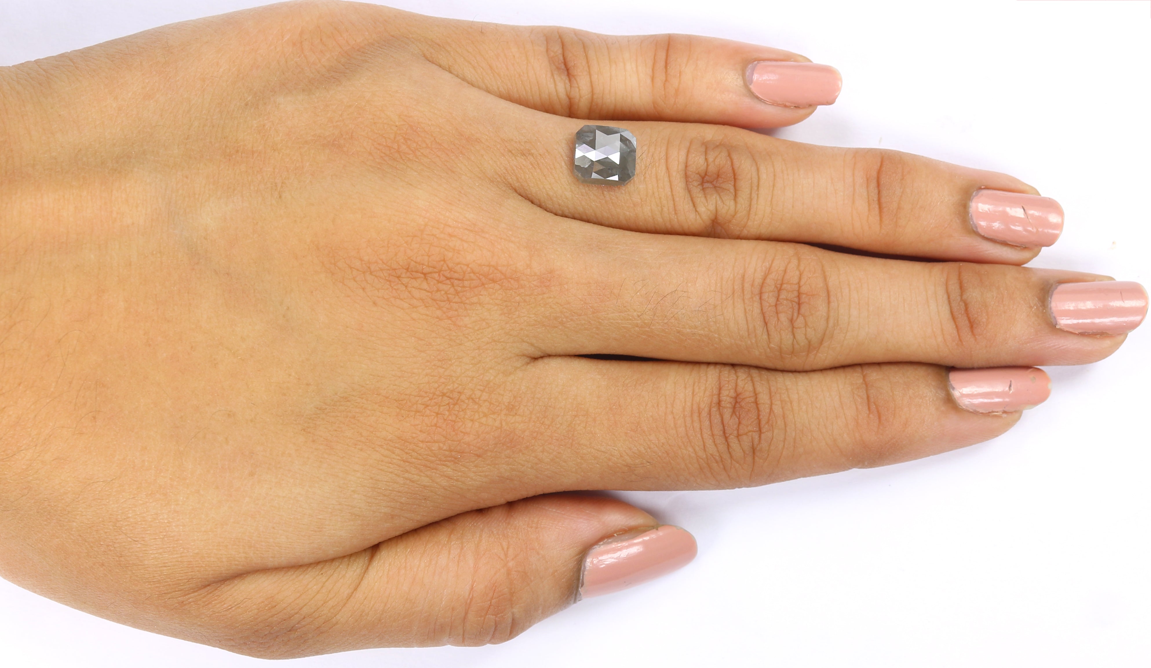 1.67 CT Natural Loose Radiant Shape Diamond Black Color Radiant Cut Diamond 7.60 MM Natural Loose Grey Color Radiant Rose Cut Diamond LQ9829