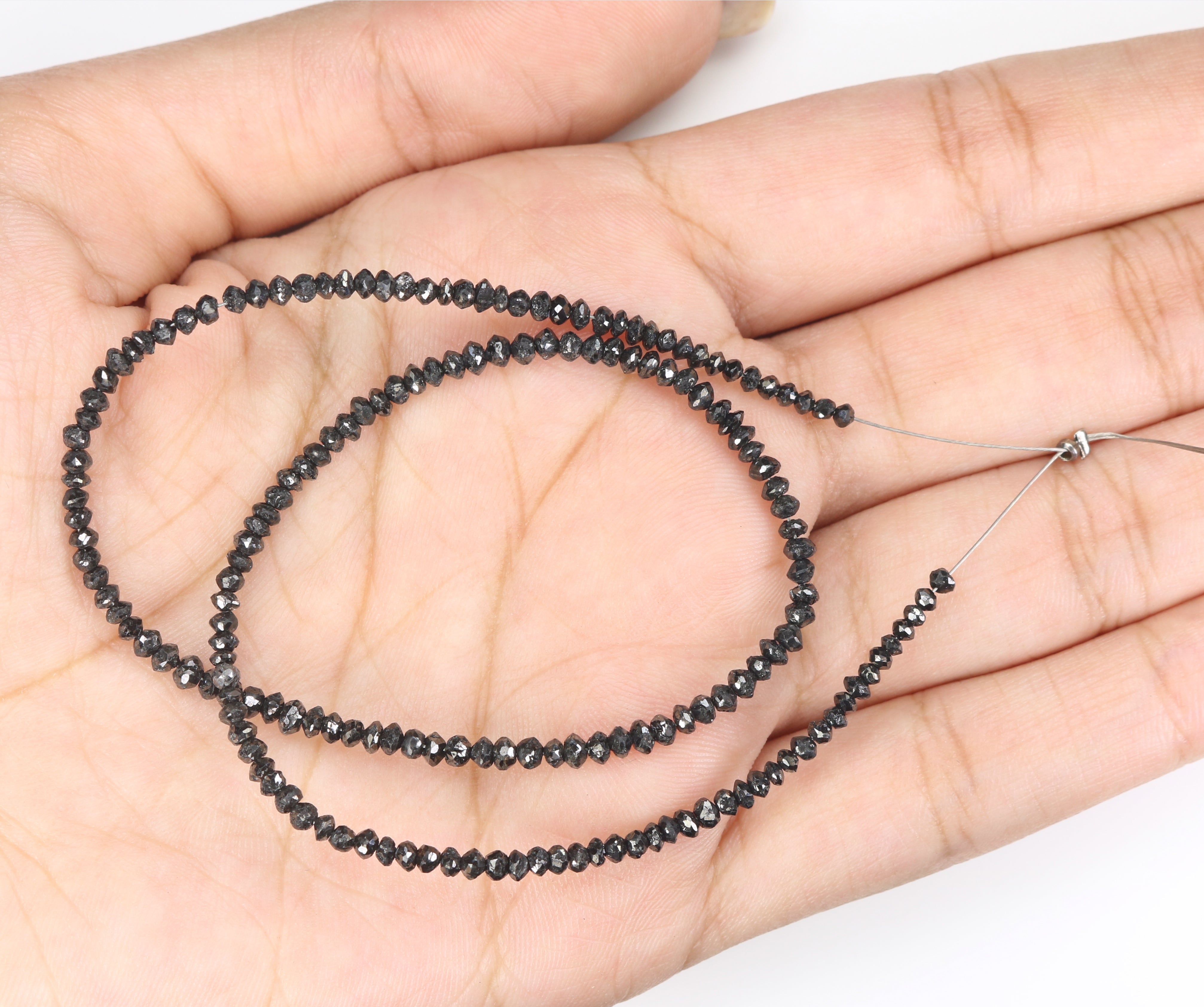 13.20 CT Natural Loose Bead Shape Diamond Black Color Bead Rose Cut Diamond 1.90 MM Natural Loose Black Diamond Bead Drilled Diamond LQ1689