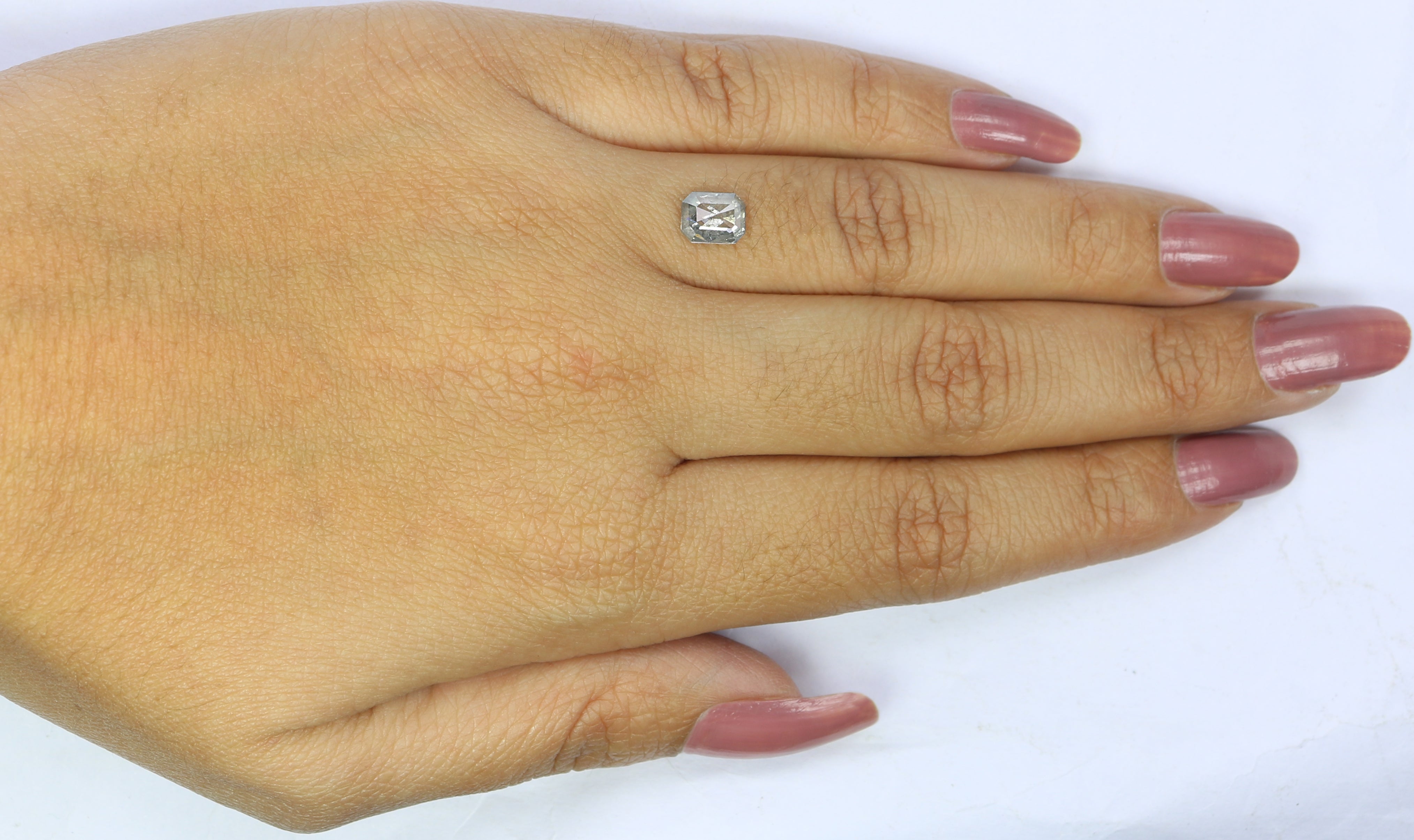 0.95 CT Natural Loose Emerald Shape Diamond Salt And Pepper Emerald Shape Diamond 6.45 MM Natural Grey Color Emerald Rose Cut Diamond QL2745