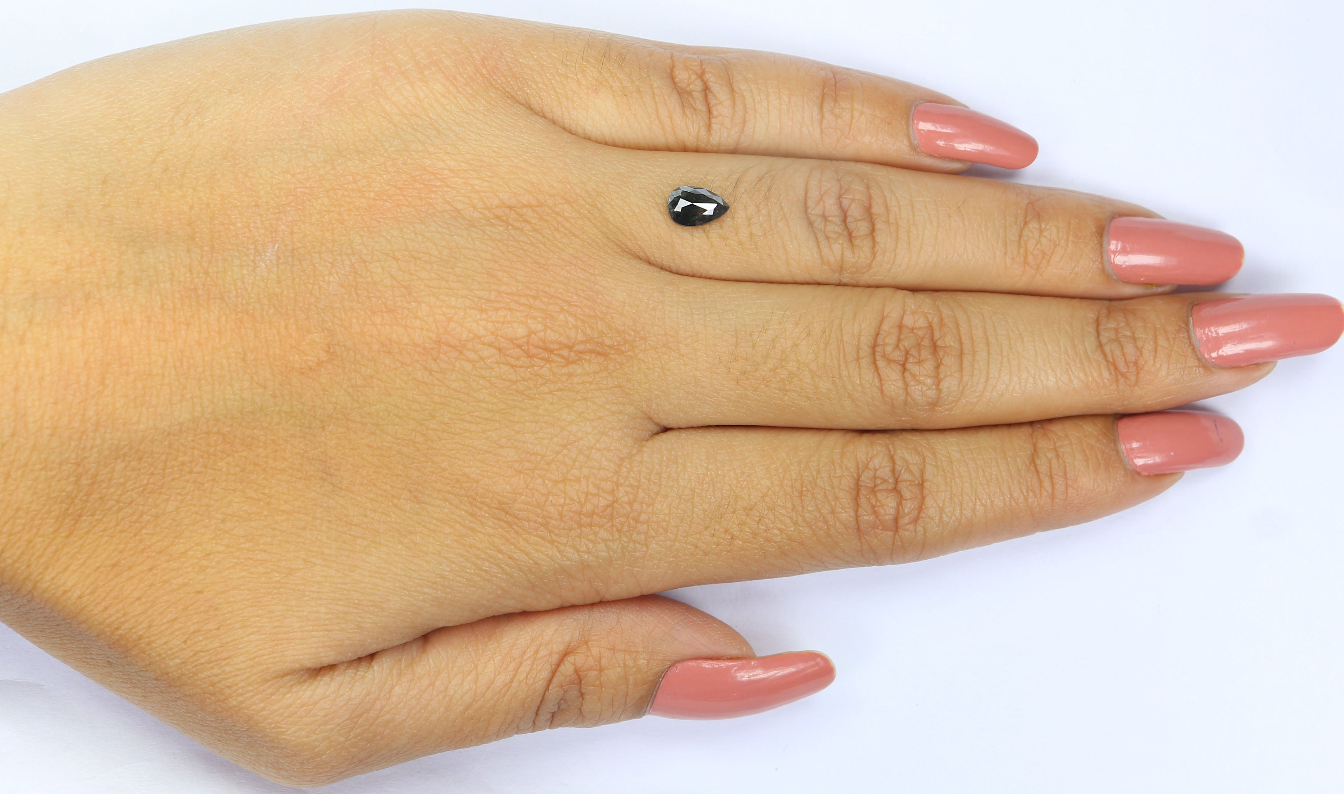 0.66 CT Natural Loose Pear Shape Diamond Salt And Pepper Pear Rose Cut Diamond 6.95 MM Black Grey Color Pear Shape Rose Cut Diamond LQ2439