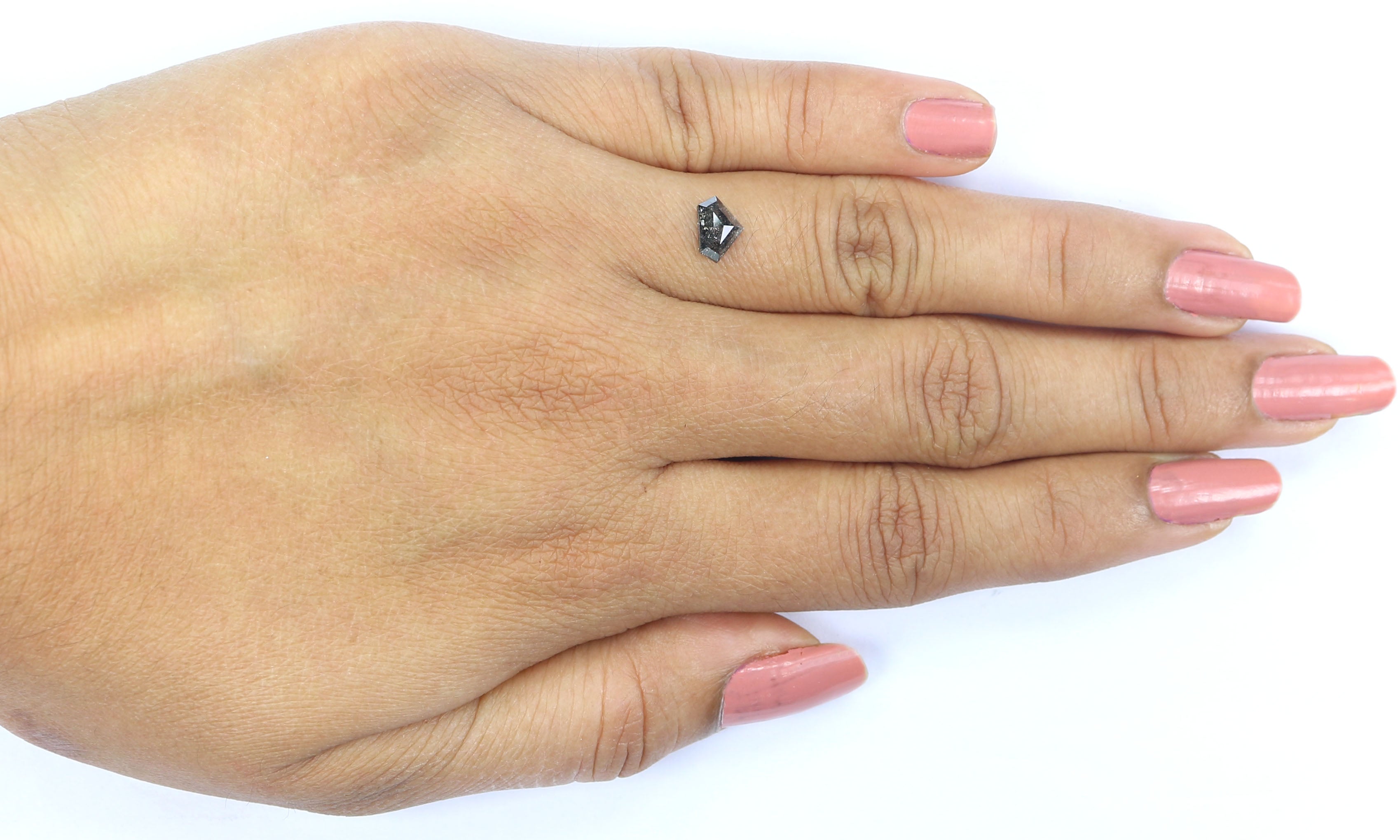 0.59 Ct Natural Loose Shield Shape Diamond Salt And Pepper Shield Cut Diamond 4.70 MM Black Gray Color Shield Shape Rose Cut Diamond LQ2482