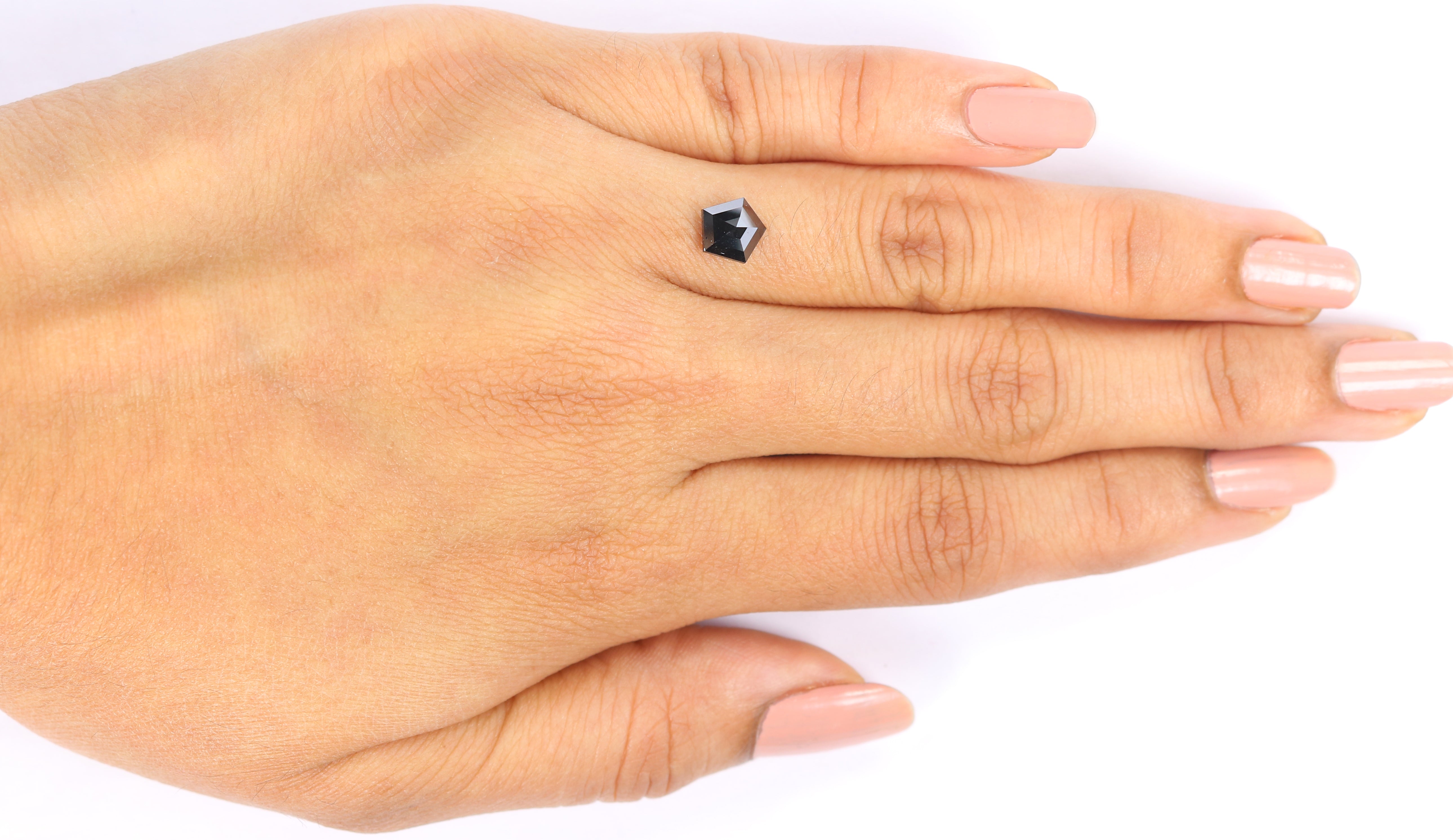 0.97 Ct Natural Loose Pentagon Shape Diamond Black Color Pentagon Diamond 6.30 MM Natural Loose Black Color Pentagon Rose Cut Diamond LQ9613