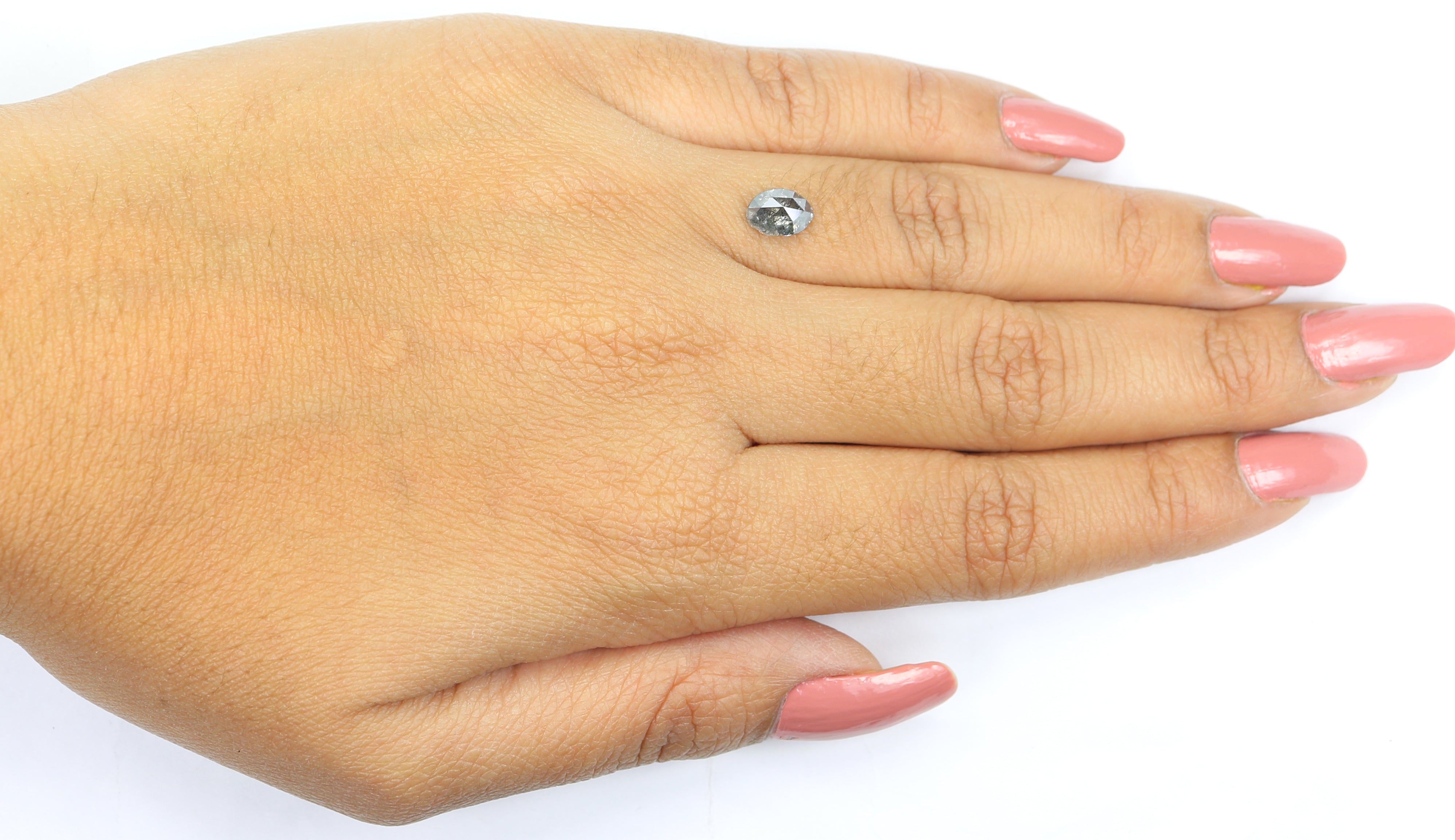 0.94 CT Natural Loose Oval Shape Diamond Salt And Pepper Oval Cut Diamond 7.10 MM Natural Black Grey Color Oval Rose Cut Diamond LQ7060