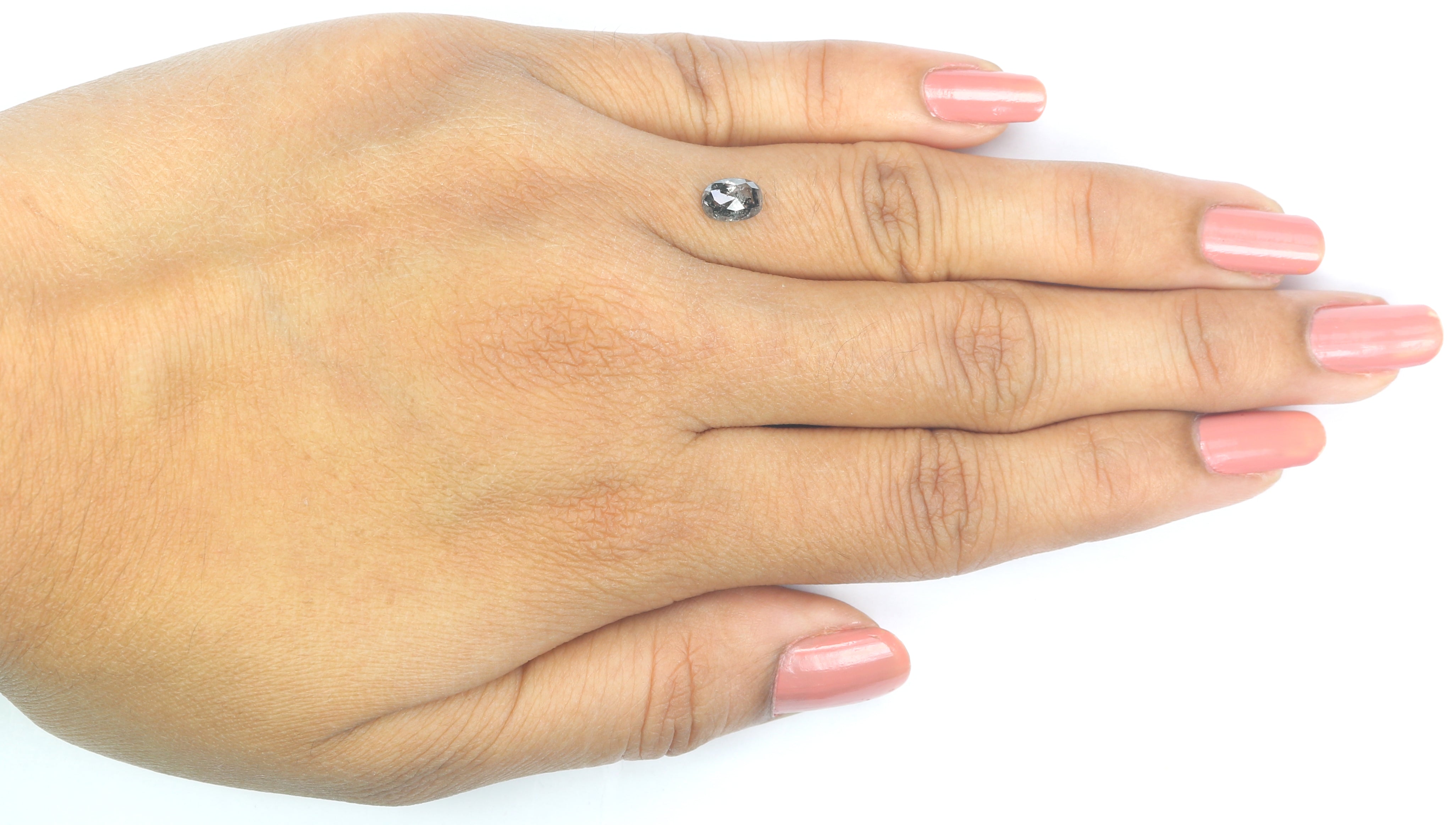 0.74 CT Natural Loose Oval Shape Diamond Salt And Pepper Oval Rose Cut Diamond 6.25 MM Black Grey Color Oval Shape Rose Cut Diamond LQ2314