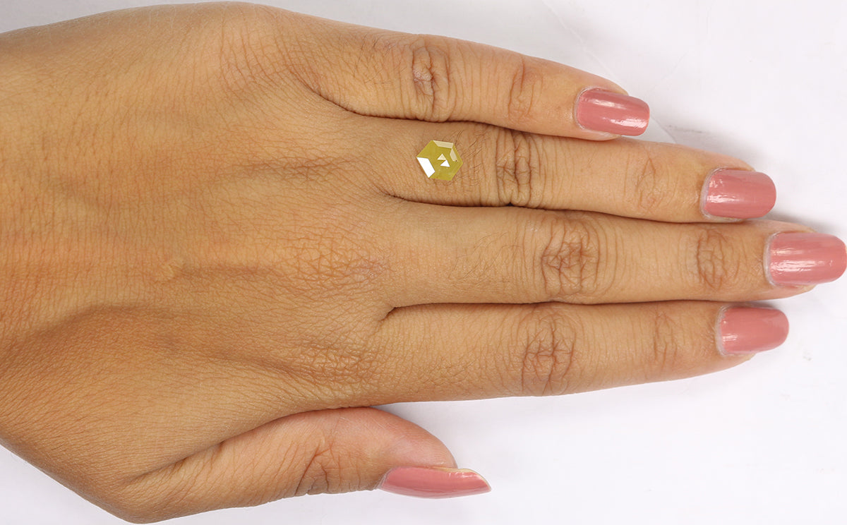 0.93 CT Natural Loose Hexagon Shape Diamond Yellow Color Hexagon Cut Diamond 8.00 MM Natural Yellow Color Hexagon Rose Cut Diamond LQ7948