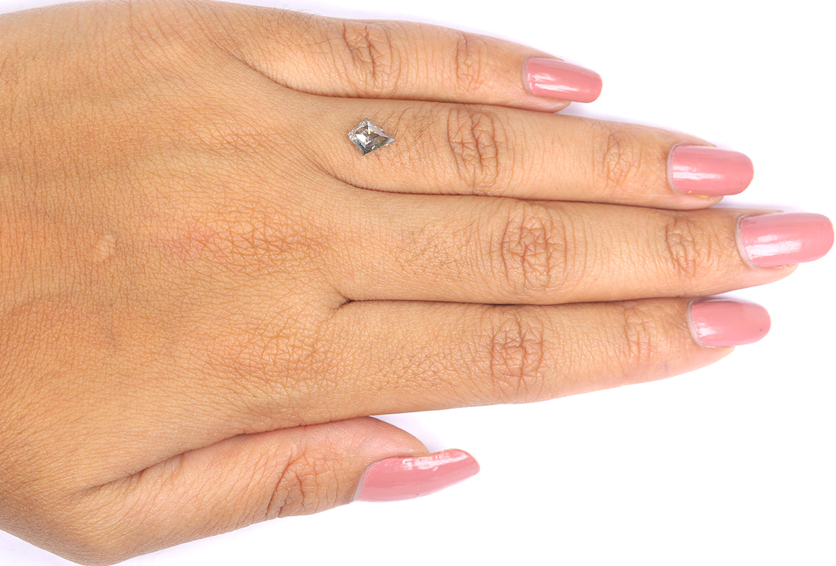 0.63 CT Natural Loose Kite Shape Diamond Salt And Pepper Kite Shape Diamond 7.50 MM Natural Black Grey Color Kite Rose Cut Diamond QL2041