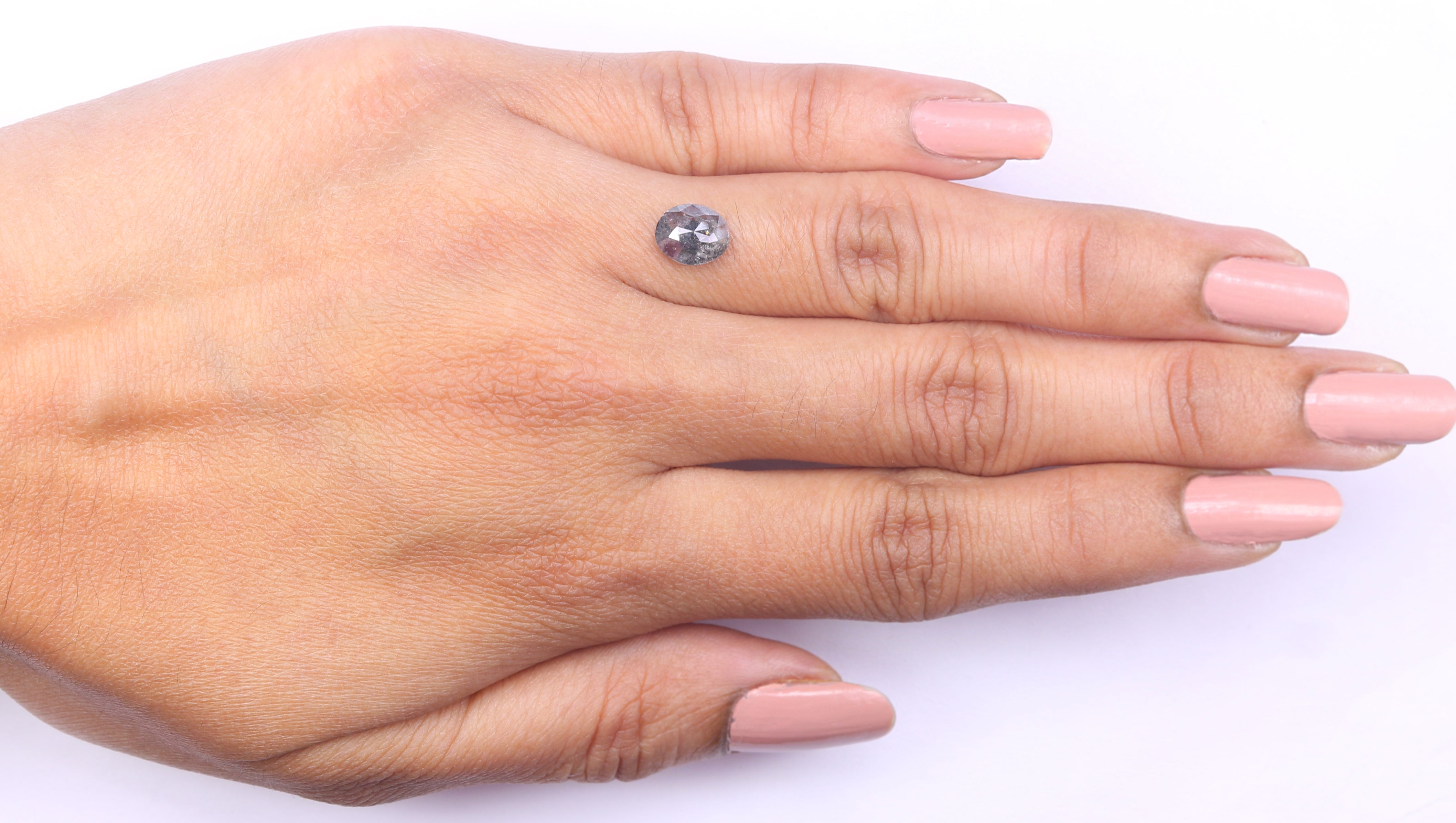 1.03 CT Natural Loose Oval Shape Diamond Salt And Pepper Oval Diamond 7.30 MM Natural Diamond Black Grey Color Oval Rose Cut Diamond LQ2208