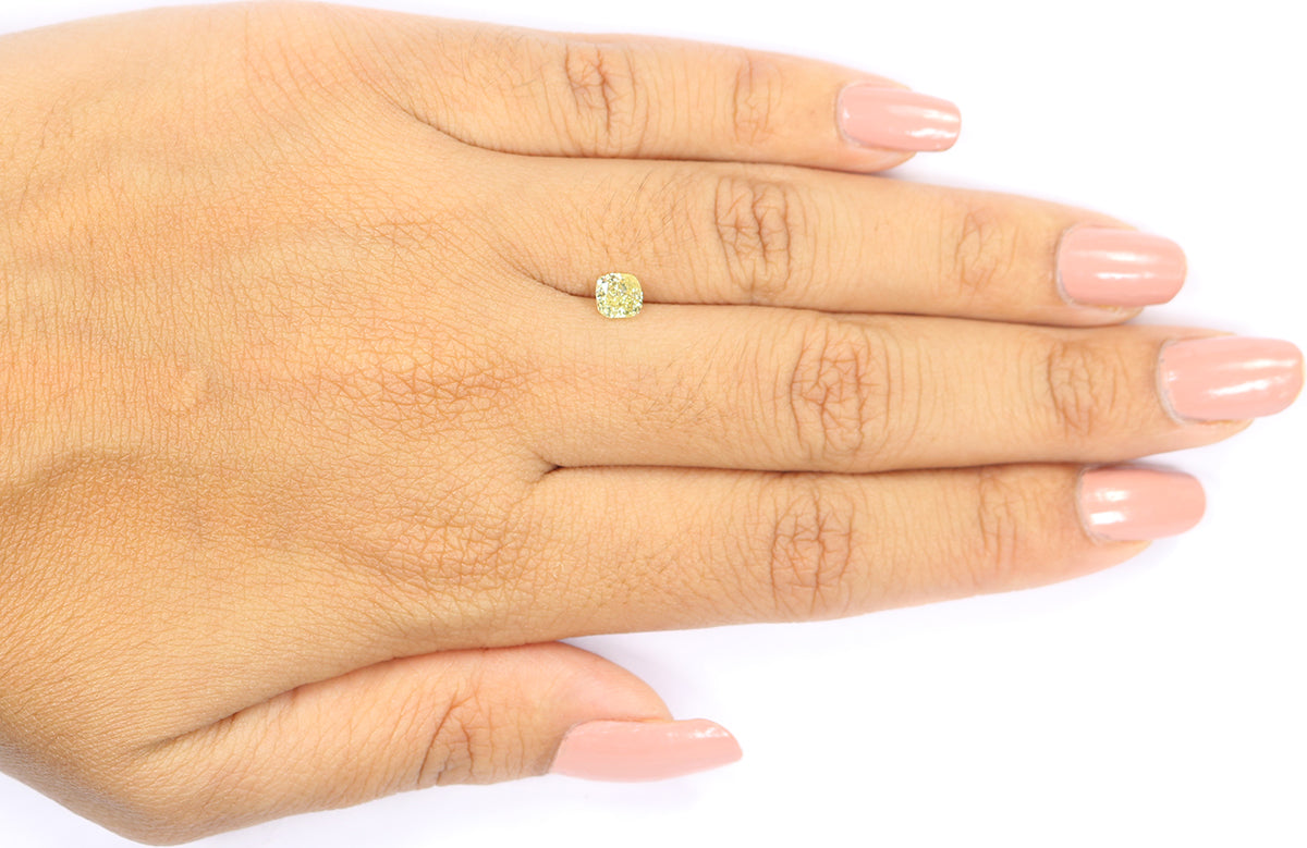 0.58 CT Natural Loose Cushion Shape Diamond Fancy Yellow Color Cushion Diamond 4.70 MM Natural Loose Cushion Brilliant Cut Diamond LQ6355