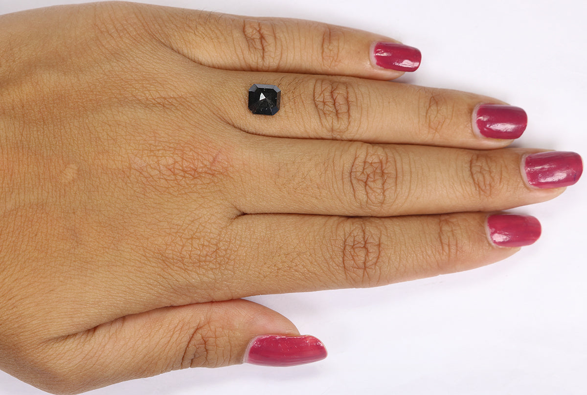 1.45 CT Natural Loose Emerald Shape Diamond Black Color Emerald Diamond 7.00 MM Natural Loose Black Color Emerald Rose Cut Diamond KQ2077