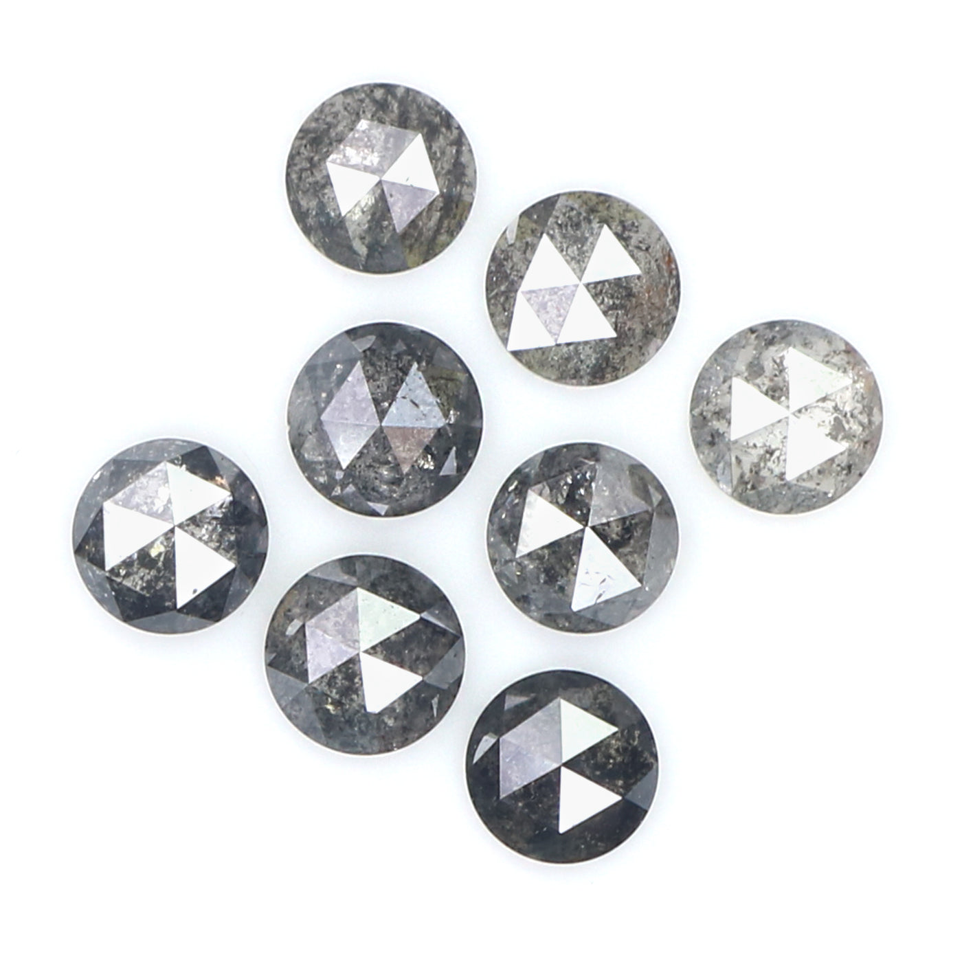 Natural Loose Rose Cut Salt And Pepper Diamond Black Grey Color 1.40 CT 3.53 MM Rose Cut Shape Diamond KDL2391