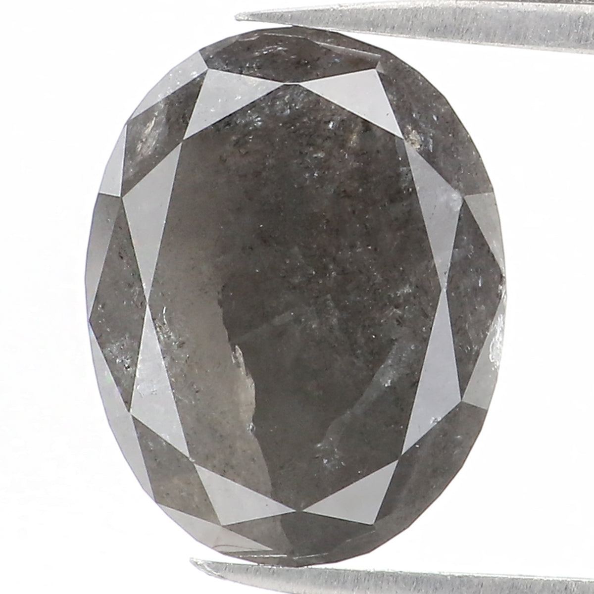 2.30 Ct Natural Loose Oval Shape Diamond Salt And Pepper Oval Diamond 9.35 MM Natural Diamond Black Grey Color Oval Rose Cut Diamond QL1110