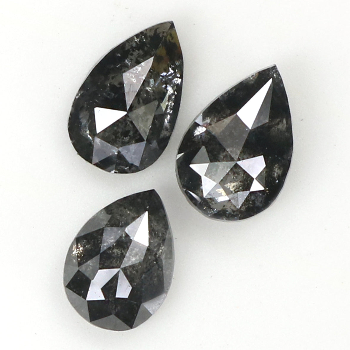Natural Loose Pear Salt And Pepper Diamond Black Grey Color 0.76 CT 4.65 MM Pear Shape Rose Cut Diamond KDL1980