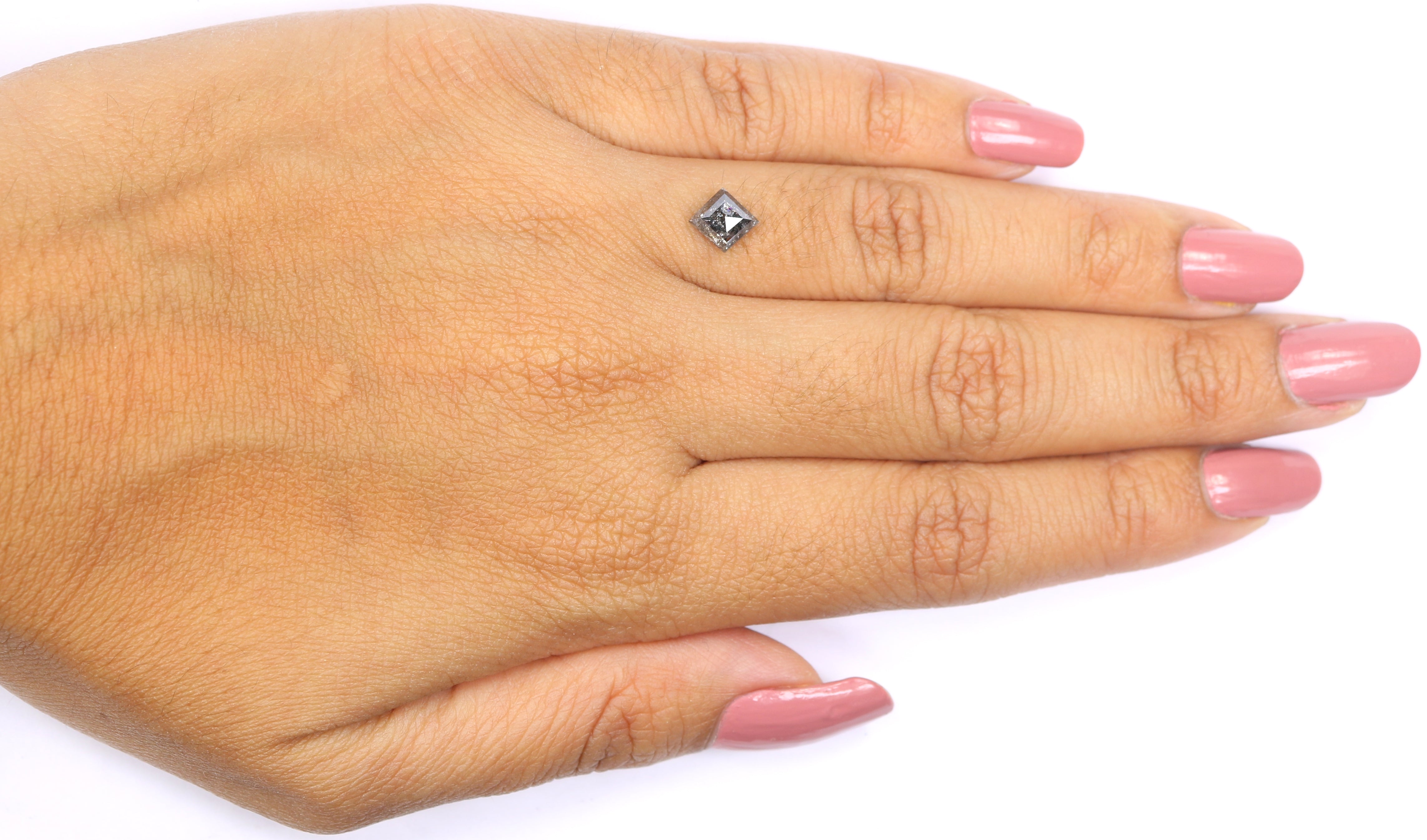 0.88 CT Natural Loose Kite Shape Diamond Salt And Pepper Kite Cut Diamond 7.20 MM Black Grey Color Kite Shape Rose Cut Diamond QL2026
