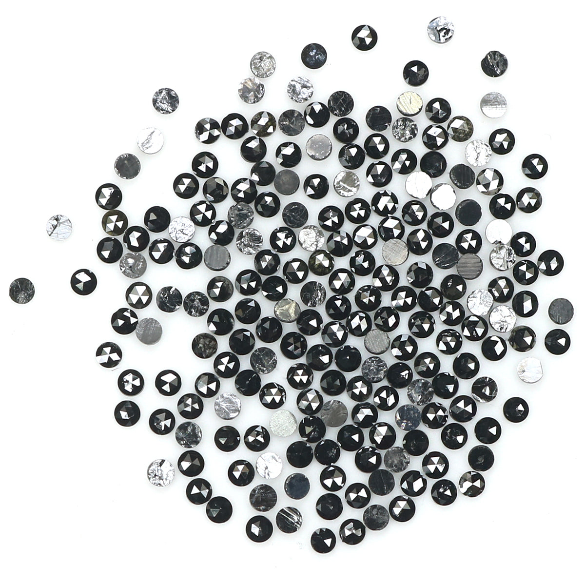 3.01 CT Natural Loose Round Rose Cut Diamond Black Color Round Shape Diamond 1.60 MM Natural Loose Black Color Round Rose Cut Diamond LQ1886