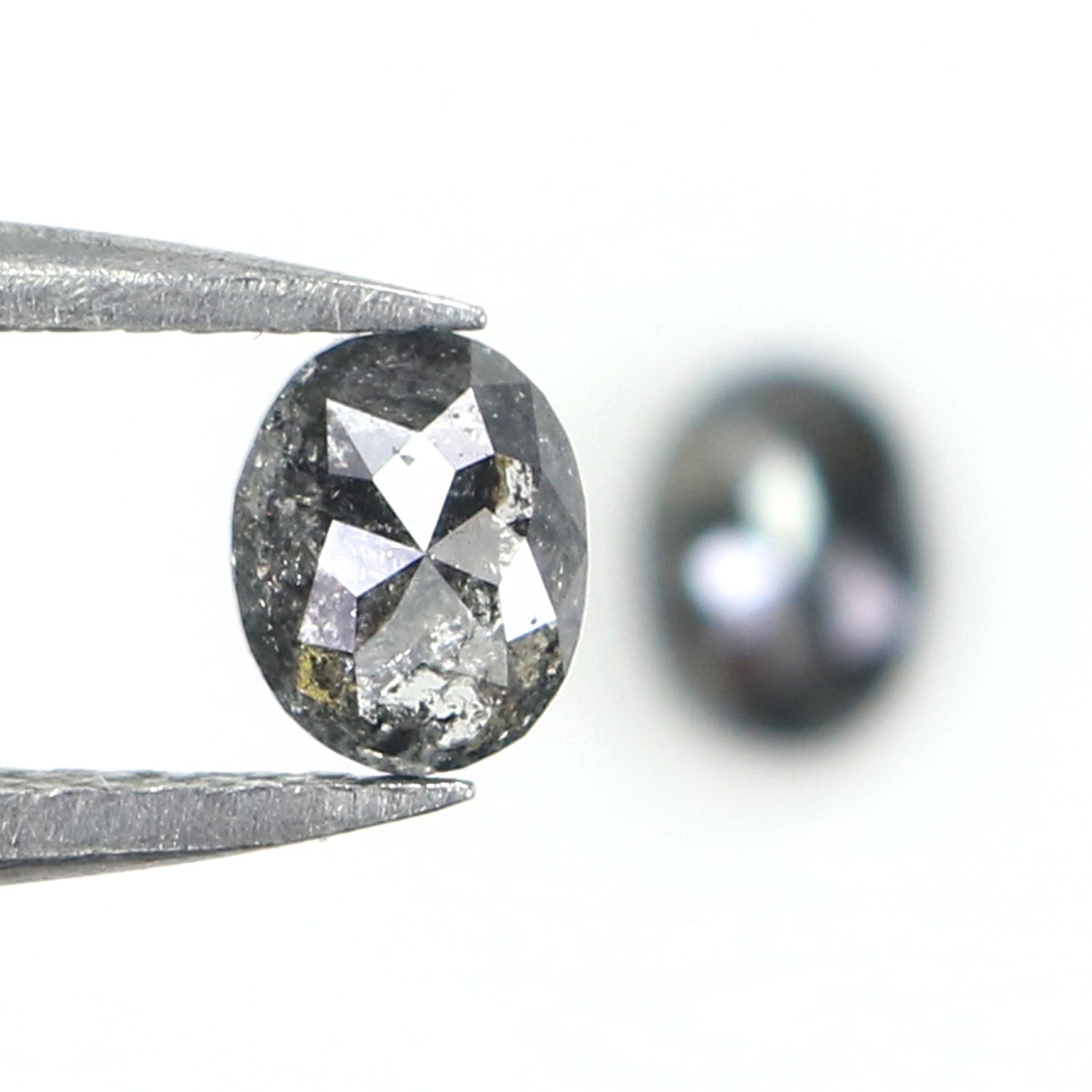 0.66 CT Natural Loose Oval Cut Pair Diamond Salt And Pepper Oval Cut Diamond 4.95 MM Natural Diamond Black Grey Oval Rose Cut Diamond QL2545