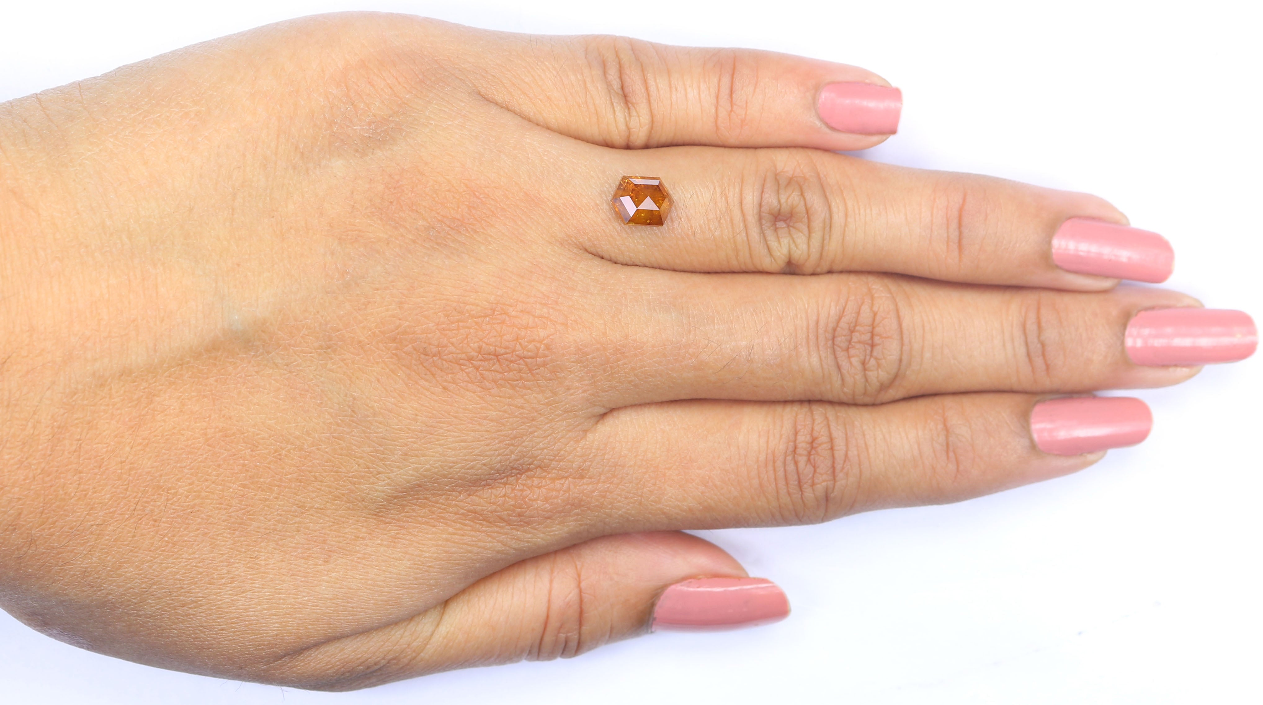 1.36 CT Natural Loose Hexagon Shape Diamond Yellow Color Hexagon Cut Diamond 7.45 MM Natural Loose Brown Hexagon Rose Cut Diamond LQ2502