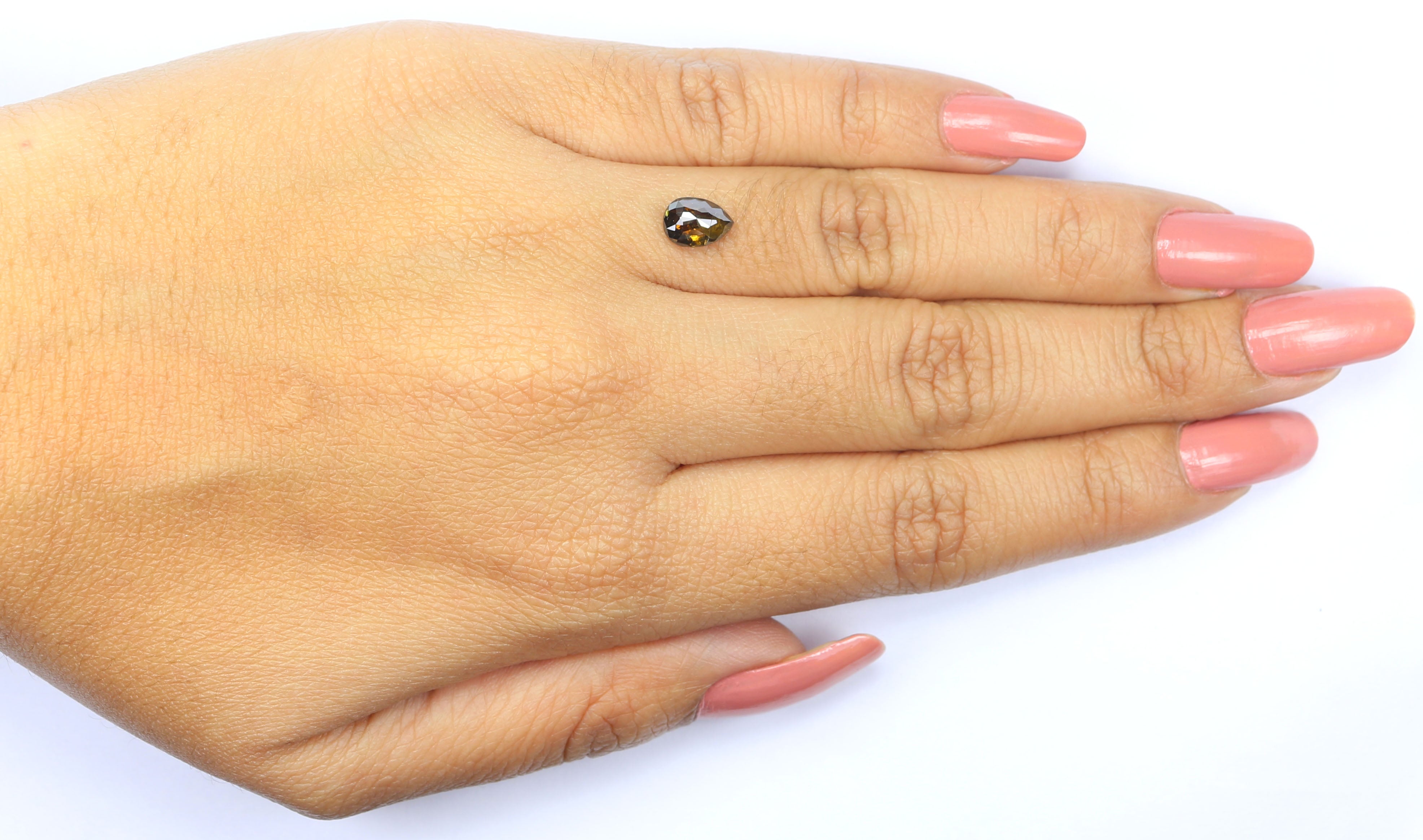 0.90 CT Natural Loose Pear Shape Diamond Brown Color Pear Cut Diamond 7.30 MM Natural Loose Brown Color Diamond Pear Rose Cut Diamond KQ127