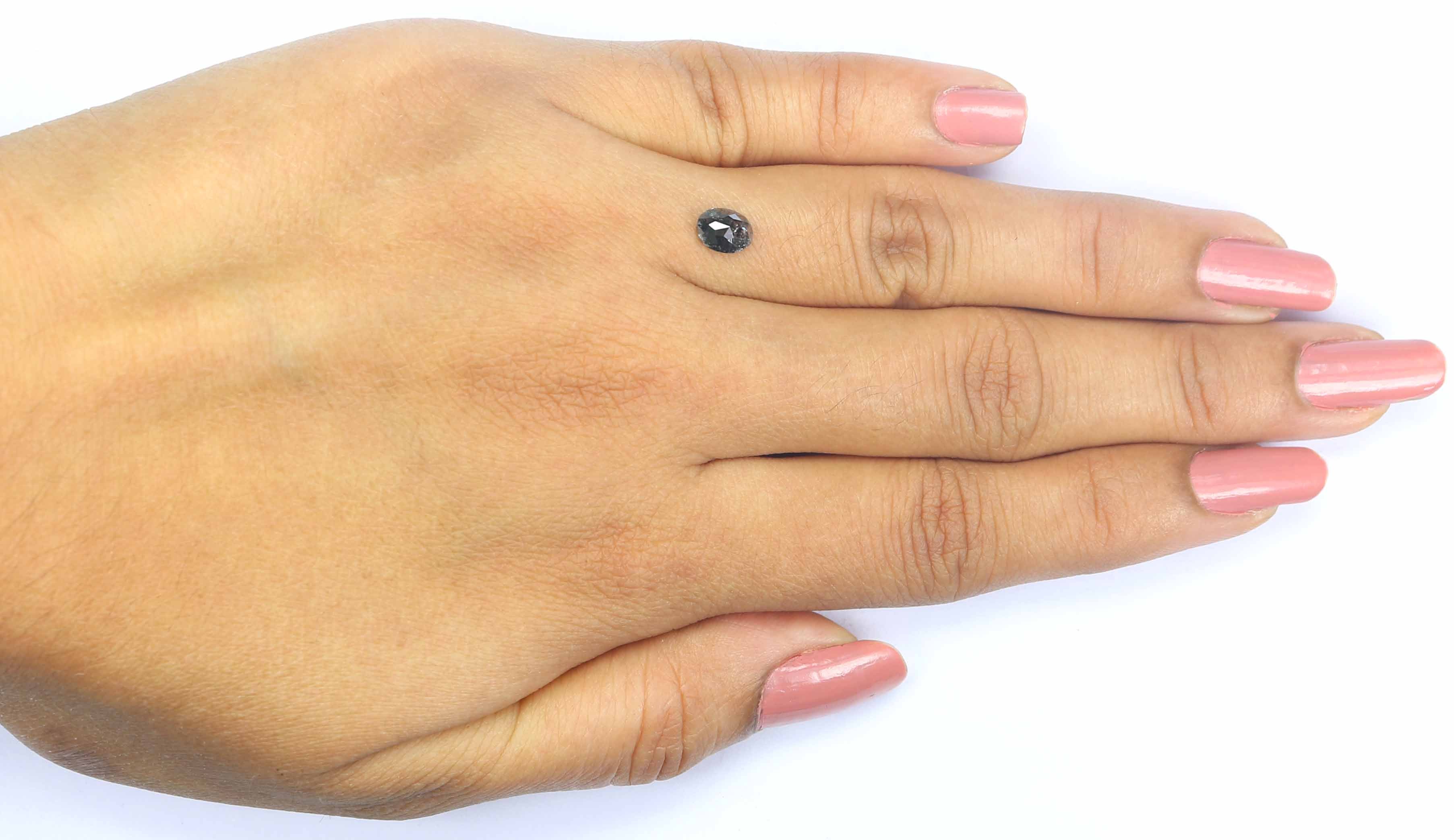 0.54 CT Natural Loose Oval Shape Diamond Salt And Pepper Oval Shape Diamond 5.95 MM Natural Black Grey Color Oval Rose Cut Diamond LQ2488