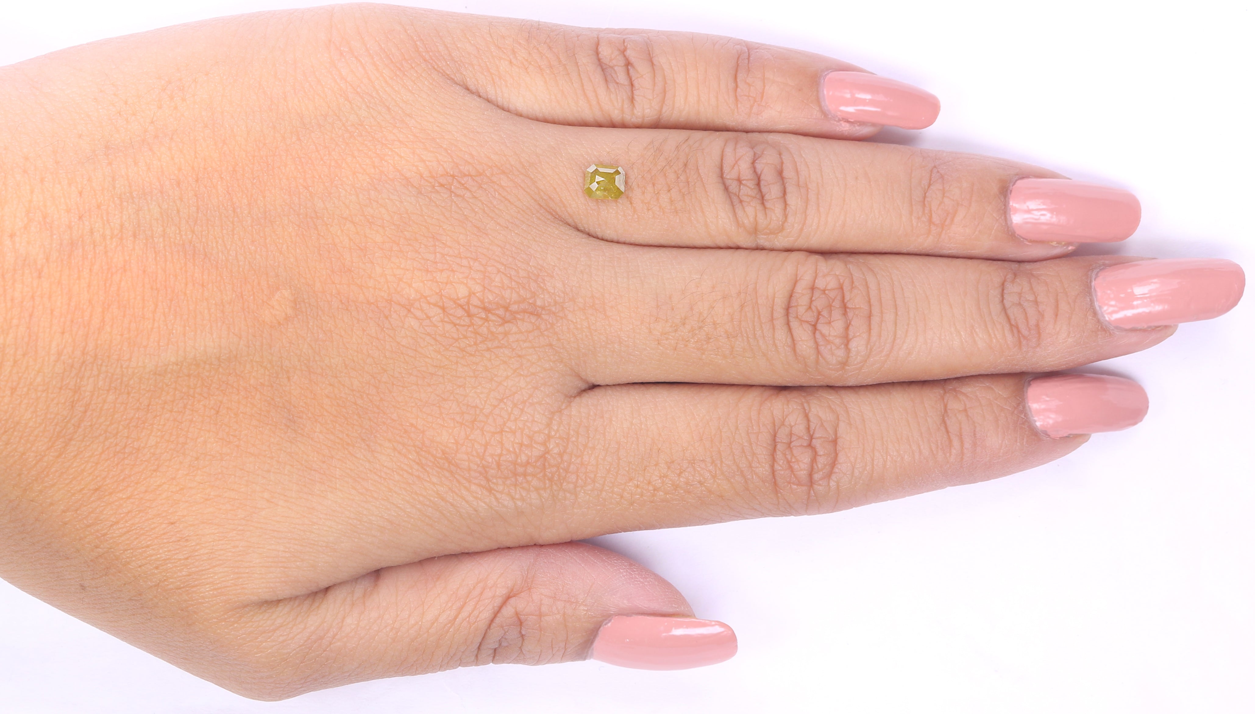 Natural Loose Radiant Diamond Yellow Green Color 0.42 CT 5.00 MM Radiant Shape Rose Cut Diamond KR1196