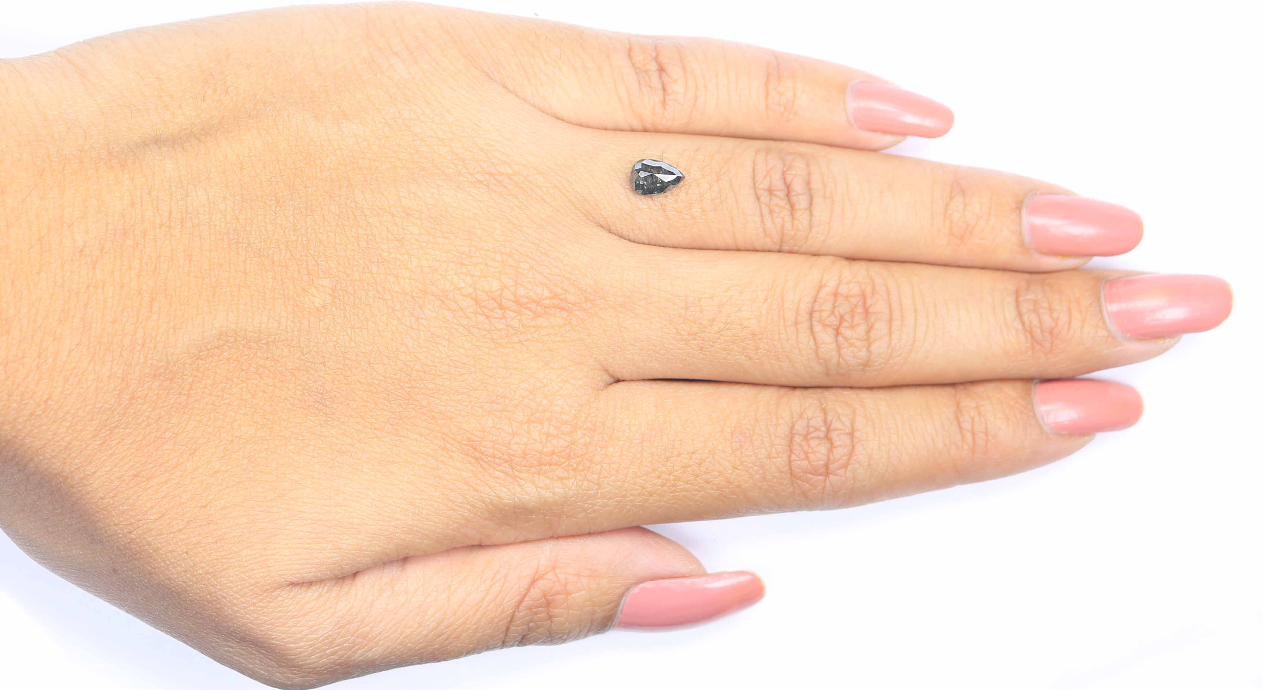 0.73 CT Natural Loose Pear Shape Diamond Salt And Pepper Pear Rose Cut Diamond 6.85 MM Black Grey Color Pear Shape Rose Cut Diamond LQ2342