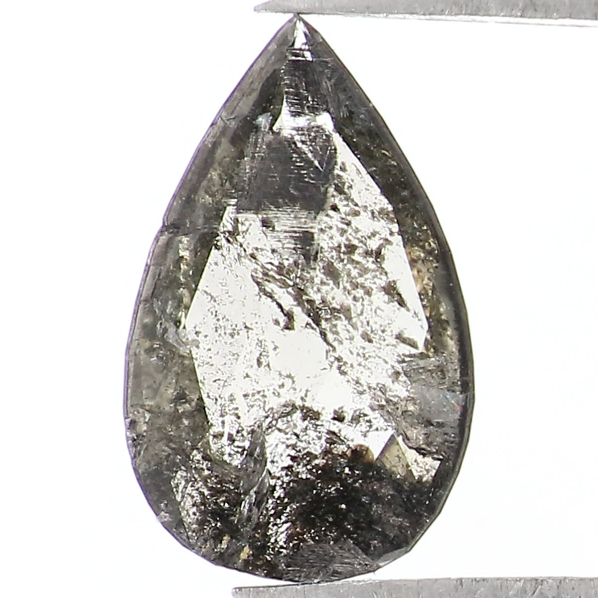 0.62 CT Natural Loose Pear Shape Diamond Salt And Pepper Pear Rose Cut Diamond 8.20 MM Natural Black Grey Color Pear Shape Diamond QL1574