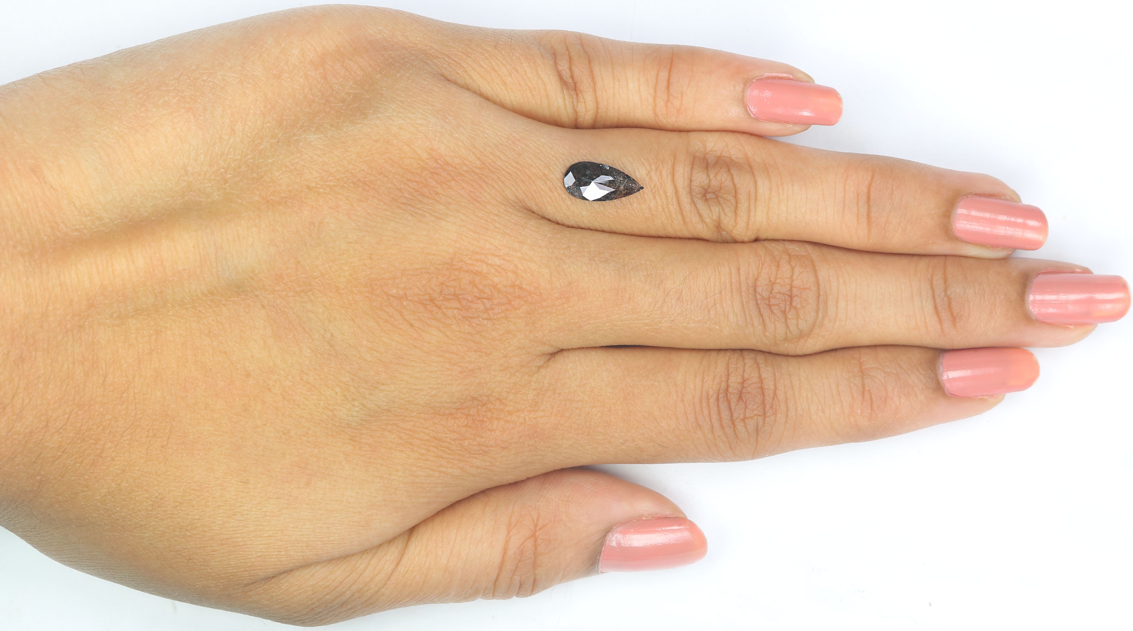 0.88 CT Natural Loose Pear Shape Diamond Salt And Pepper Pear Rose Cut Diamond 10.70 MM Black Grey Color Pear Shape Rose Cut Diamond LQ2316