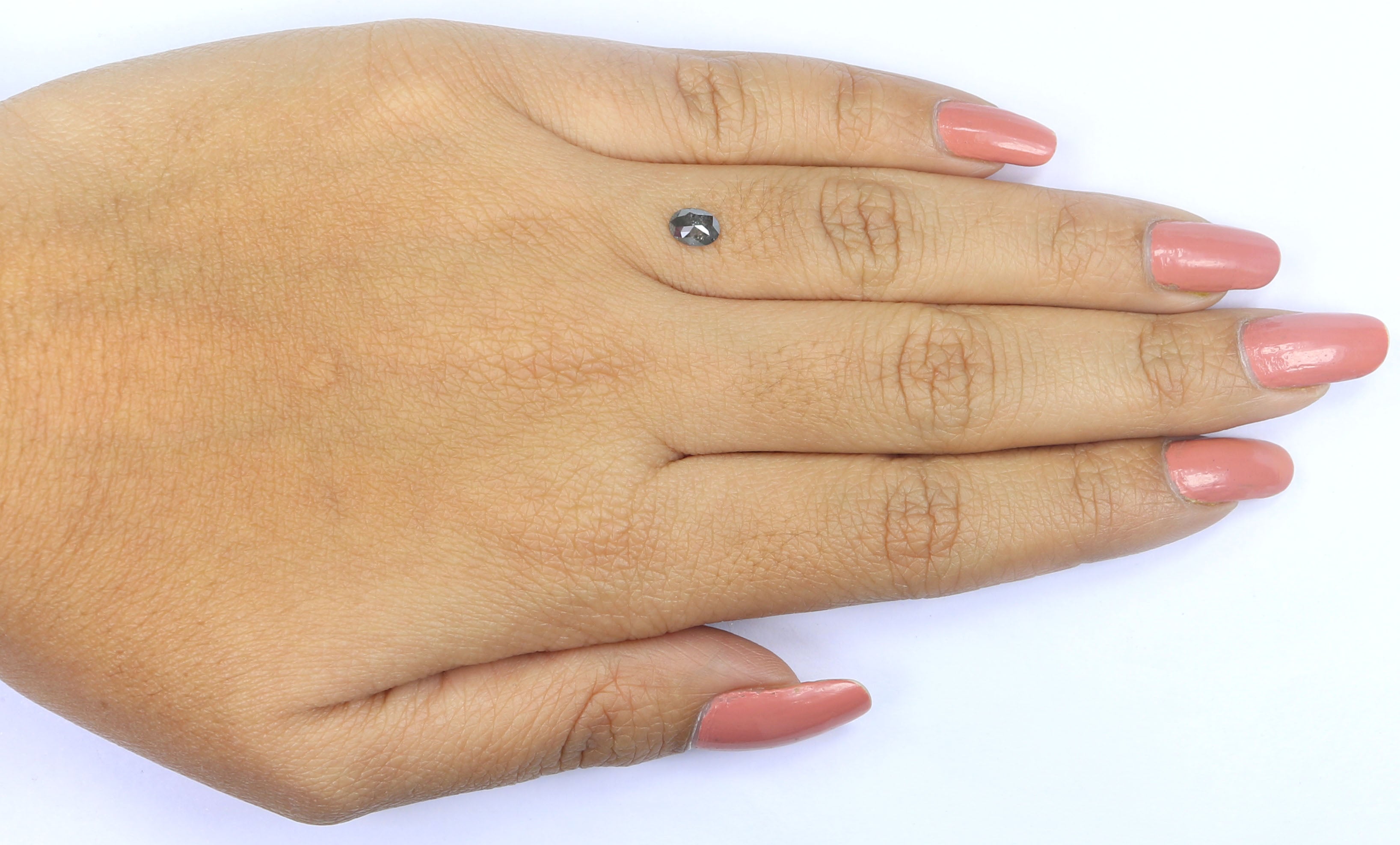 0.33 CT Natural Loose Oval Shape Diamond Salt And Pepper Oval Diamond 5.45 MM Natural Loose Black Grey Color Oval Rose Cut Diamond KQ2574