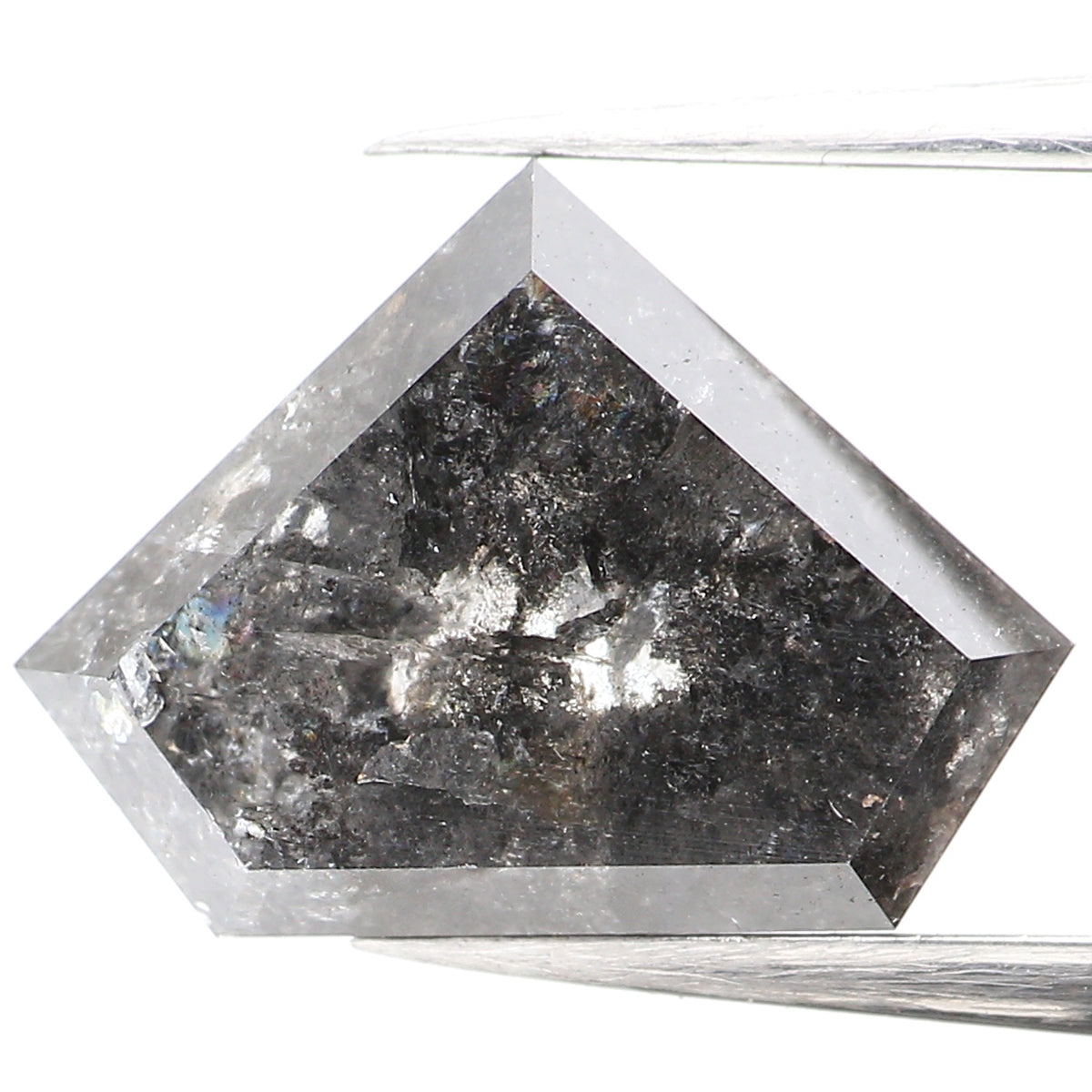 3.47 CT Natural Loose Shield Diamond Black Grey Color Diamond 8.75 MM Natural Loose Diamond Salt And Pepper Shield Rose Cut Diamond QL962