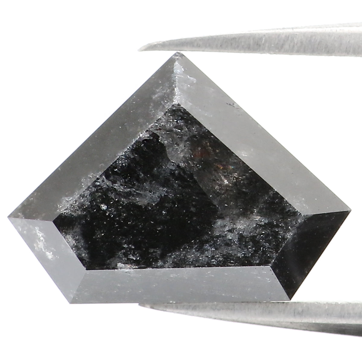 3.03 Ct Natural Loose Shield Shape Diamond Salt And Pepper Shield Cut Diamond 8.20 MM Black Gray Color Shield Shape Rose Cut Diamond QL1117