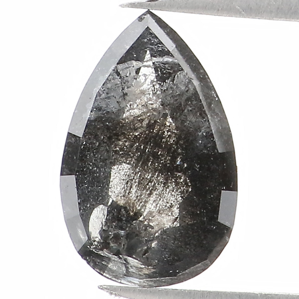 0.70 CT Natural Loose Pear Shape Diamond Salt And Pepper Pear Rose Cut Diamond 7.70 MM Natural Black Grey Color Pear Shape Diamond QL1229
