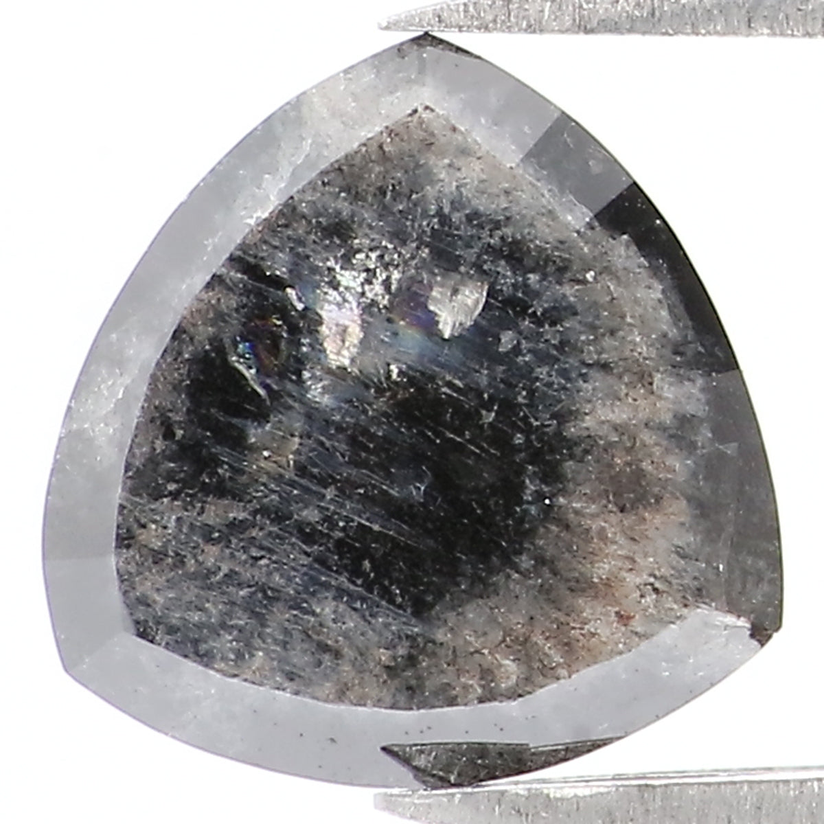 1.25 CT Natural Loose Triangle Shape Diamond Salt And Pepper Triangle Diamond 6.95 MM Black Grey Color Triangle Cut Rose Cut Diamond LQ1382