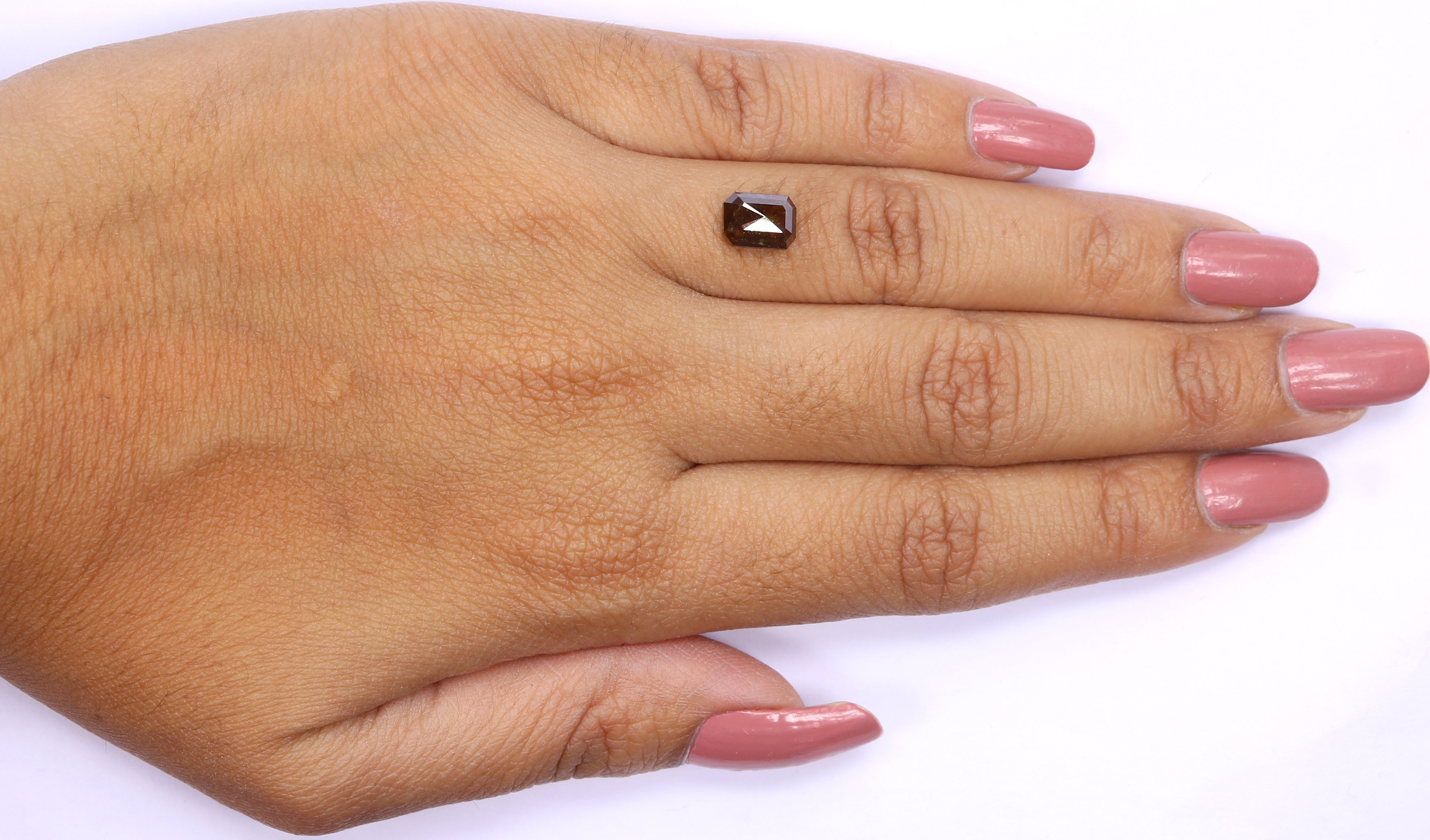 1.69 Ct Natural Loose Emerald Shape Diamond Brown Color Emerald Diamond 7.60 MM Natural Loose Brown Diamond Emerald Rose Cut Diamond LQ367