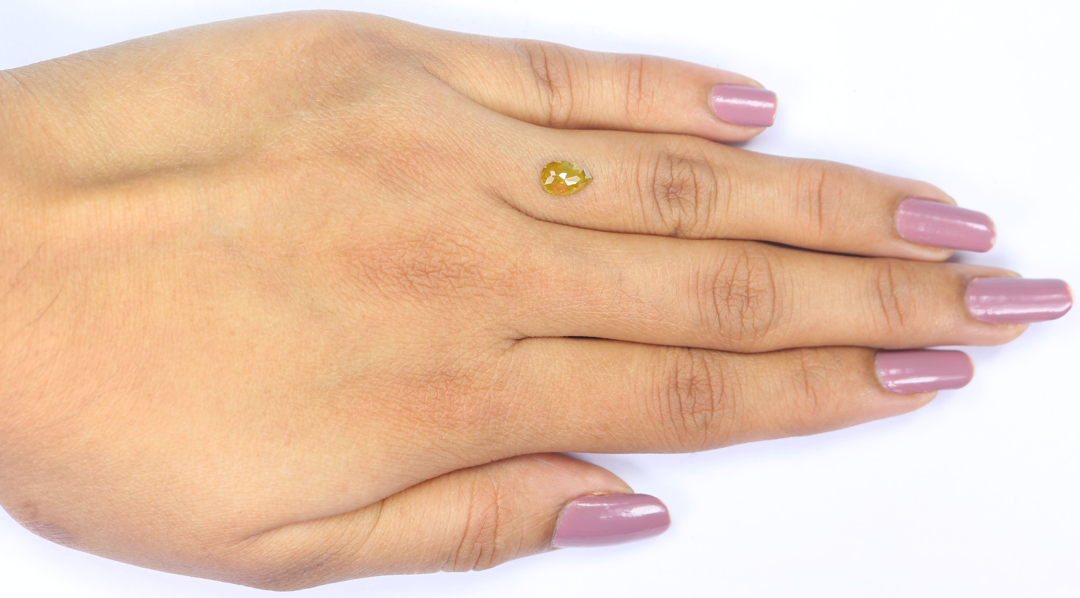 0.55 CT Natural Loose Pear Shape Diamond Yellow Color Pear Shape Diamond 7.60 MM Natural Loose Yellow Diamond Pear Rose Cut Diamond QK2580